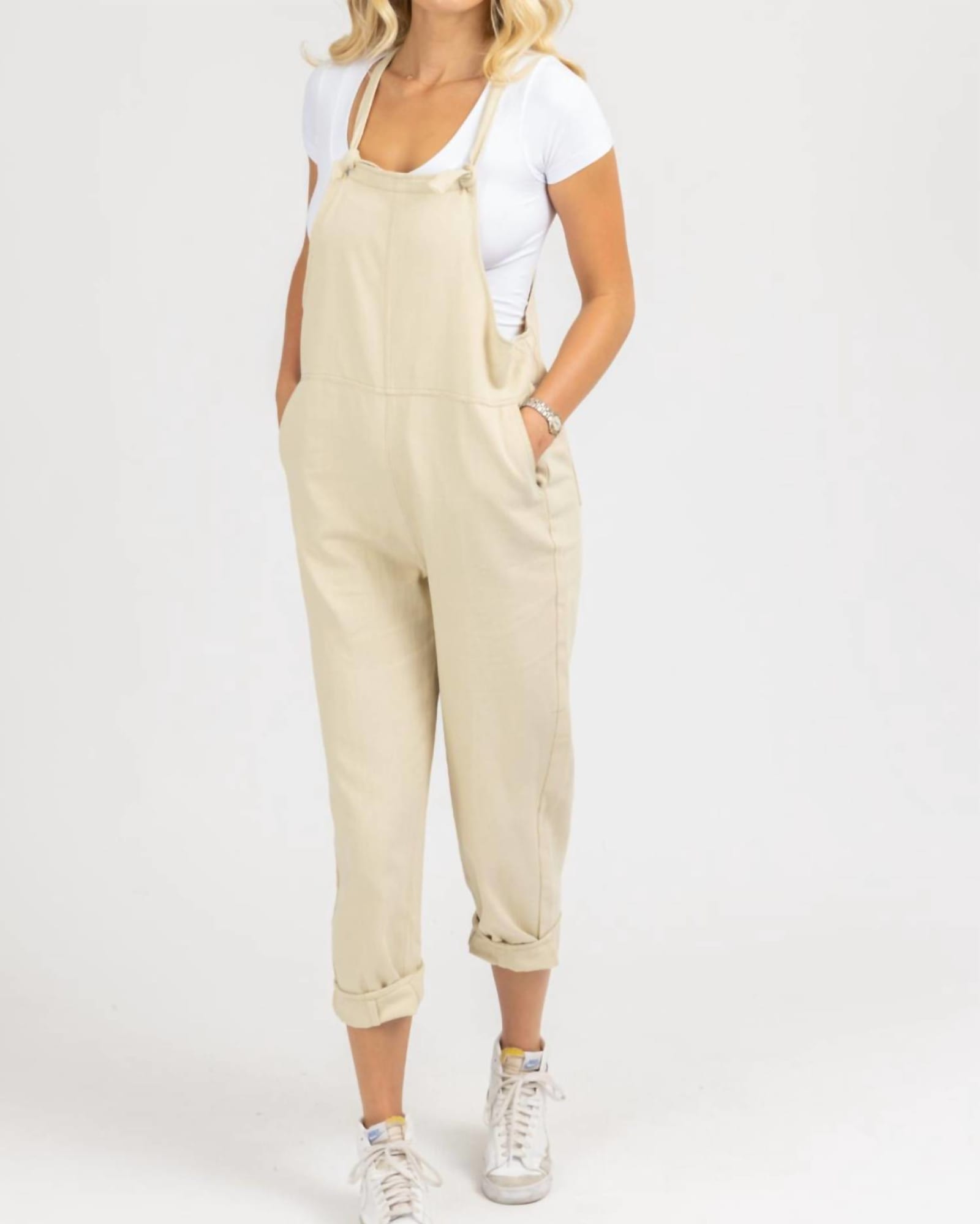 Denim Relaxed Pocket Overall In Oatmeal | Oatmeal