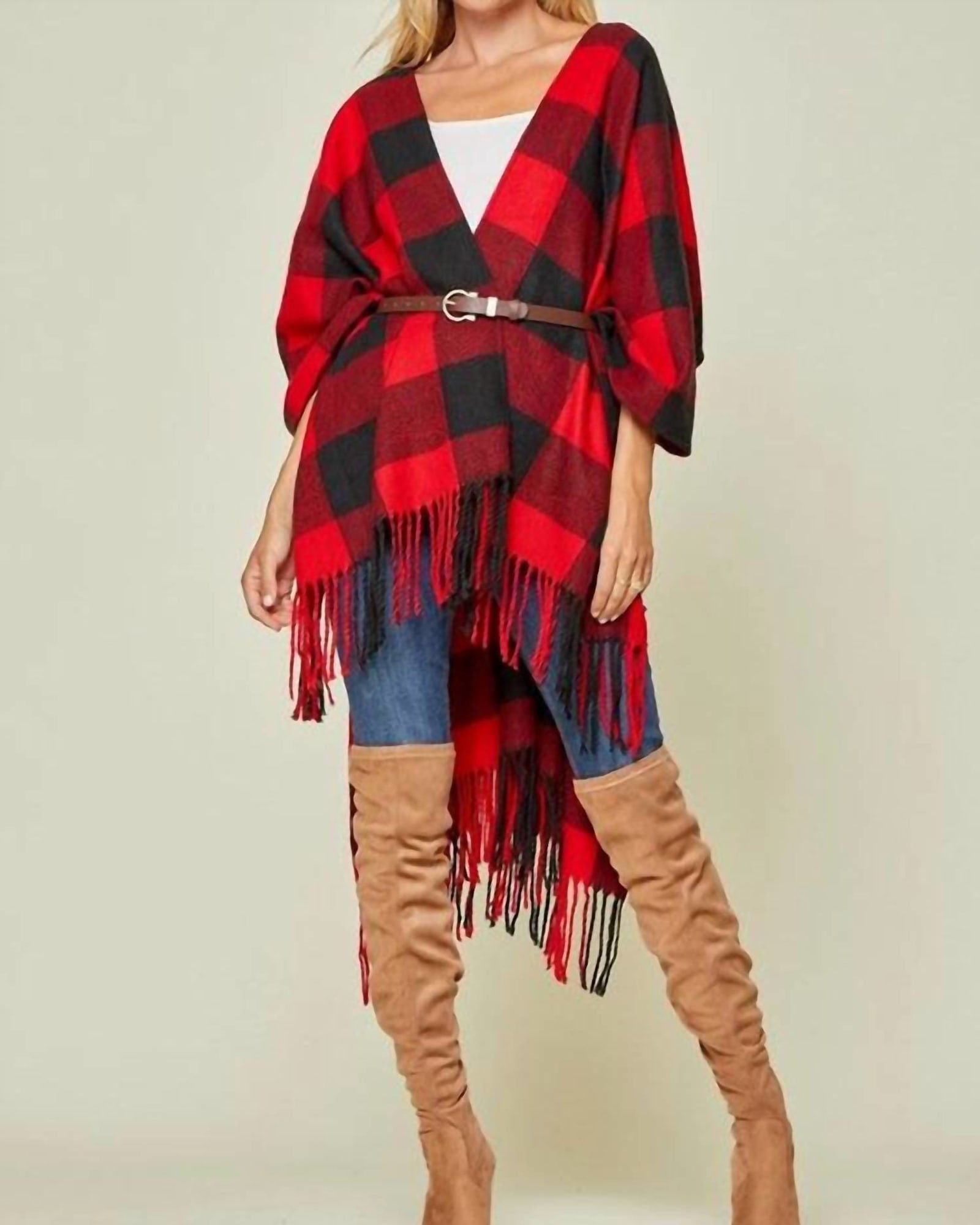 Buffalo Plaid Wrap In Red | Red