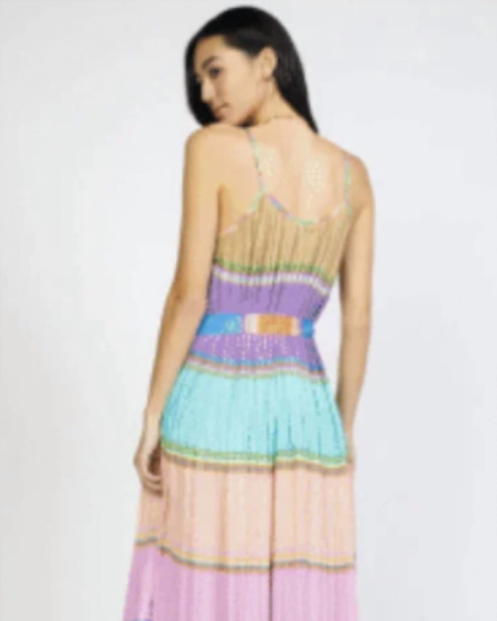 Color Blocking Pleated Cami Midi Dress In Multi | Multi