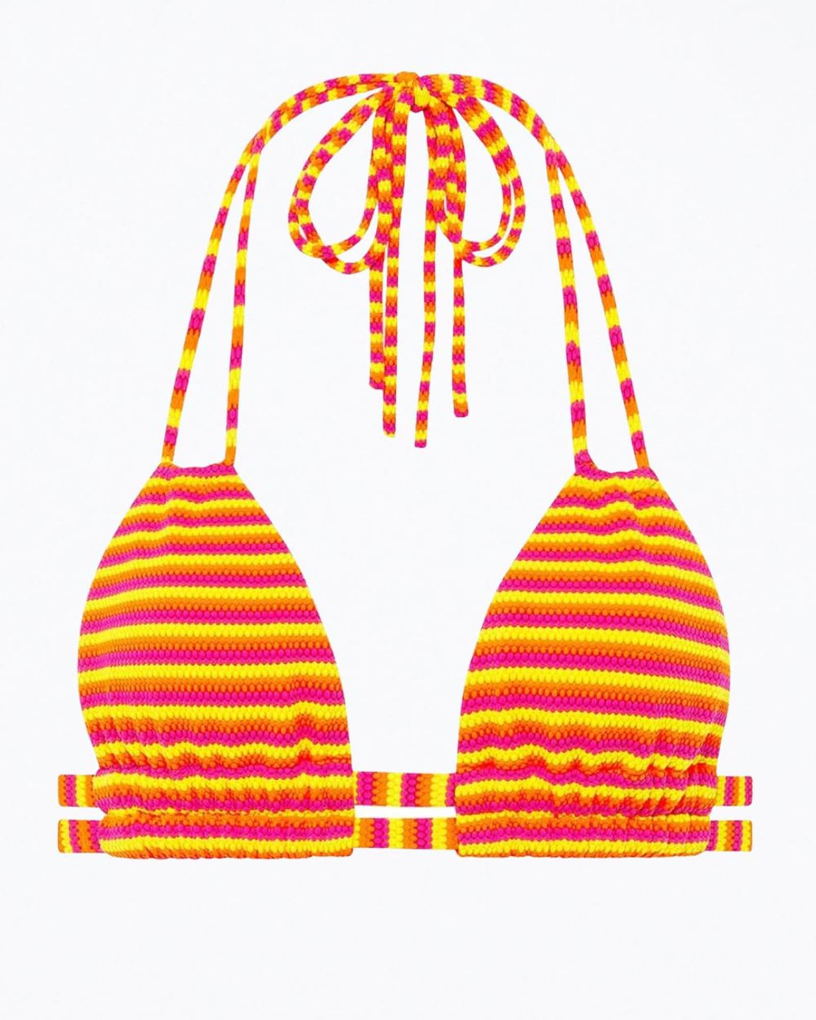 Dopio Double-Strap Triangle Halterneck Bikini Top In Neon Stripe | Neon Stripe
