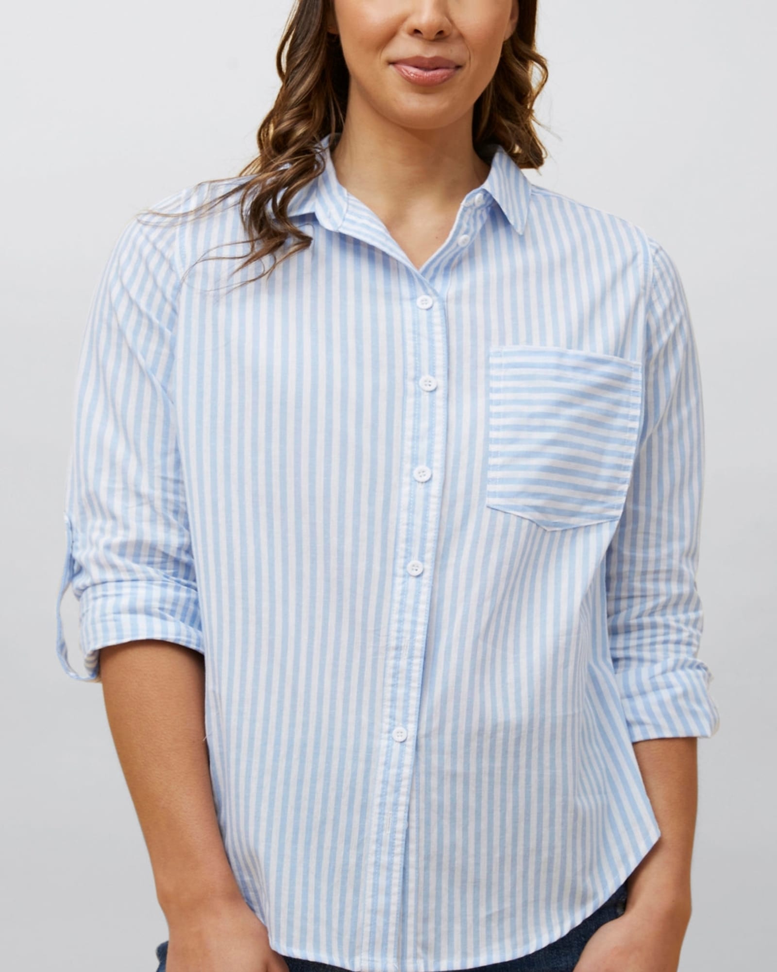 Irene Shirt Vertical Striped Long Sleeve | Blue
