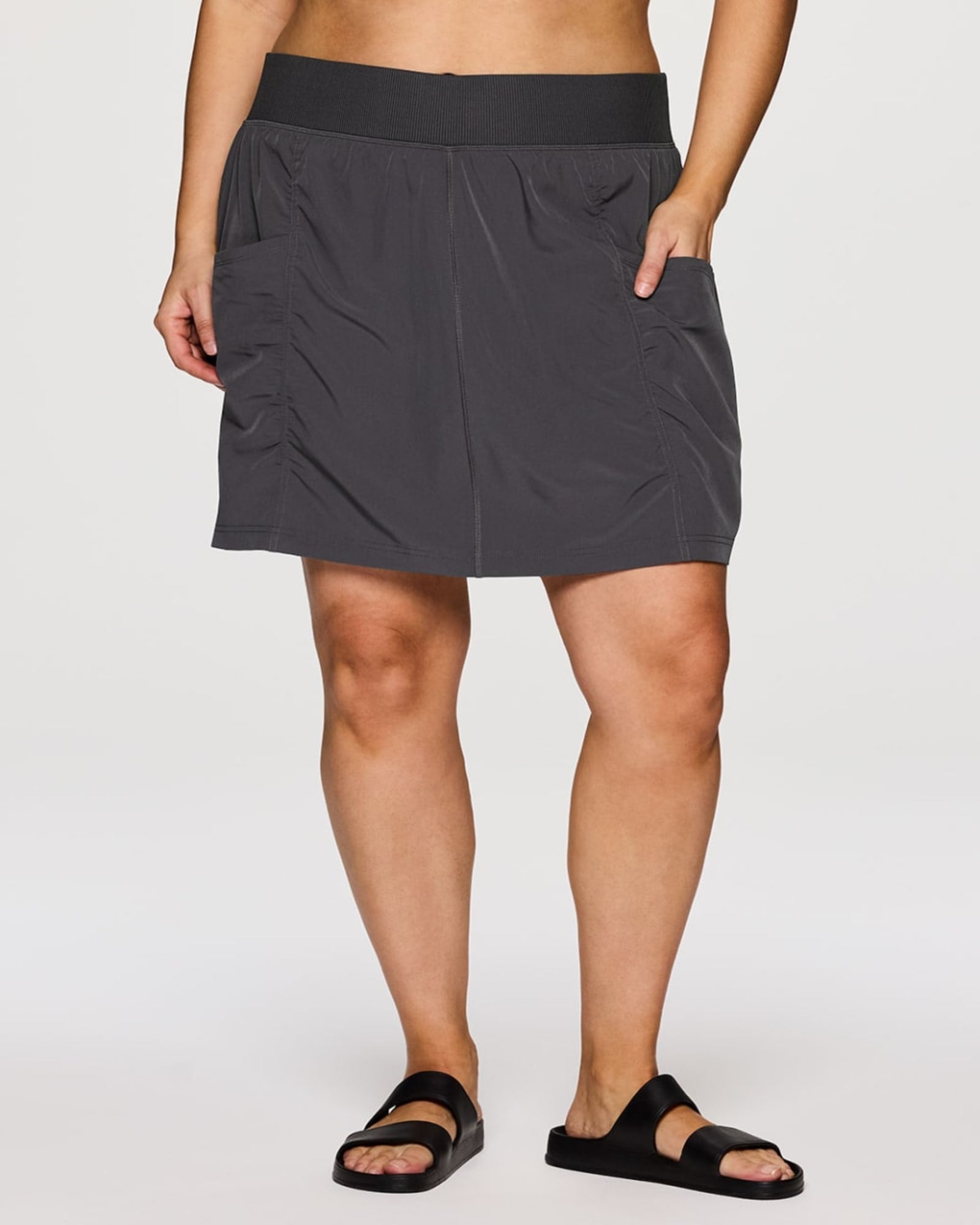 Plus All In Ruched Skort | Charcoal