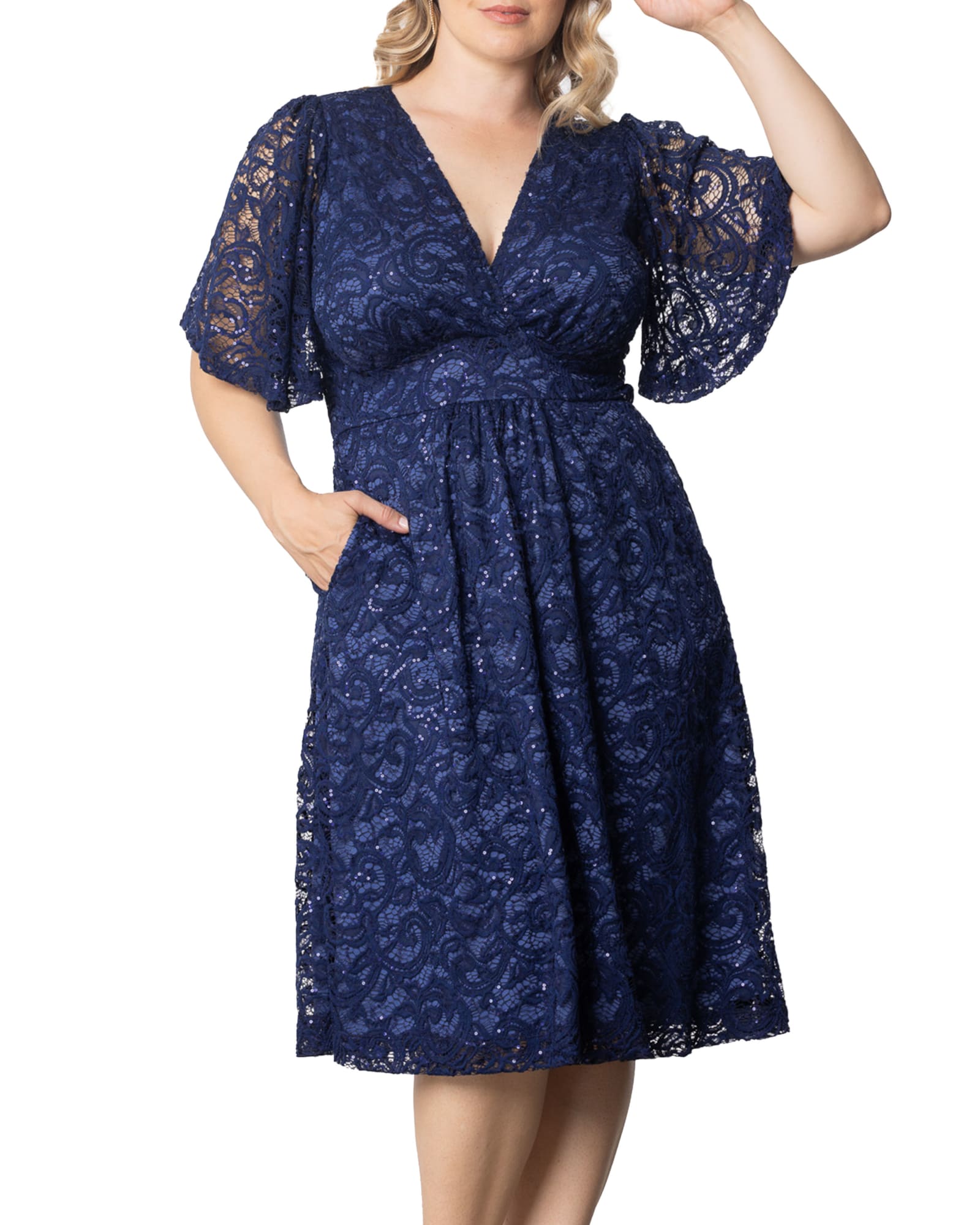 Starry Sequined Lace Cocktail Dress | NOCTURNAL NAVY