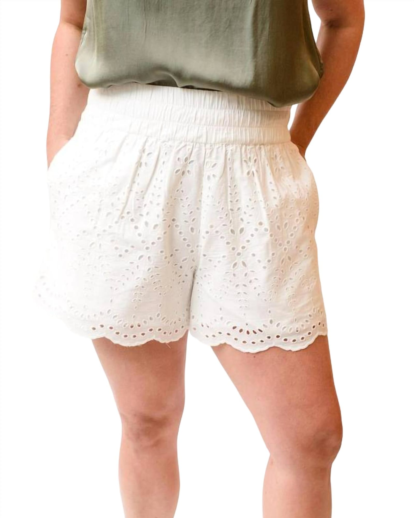 Ferris Embroidered Shorts In White | White