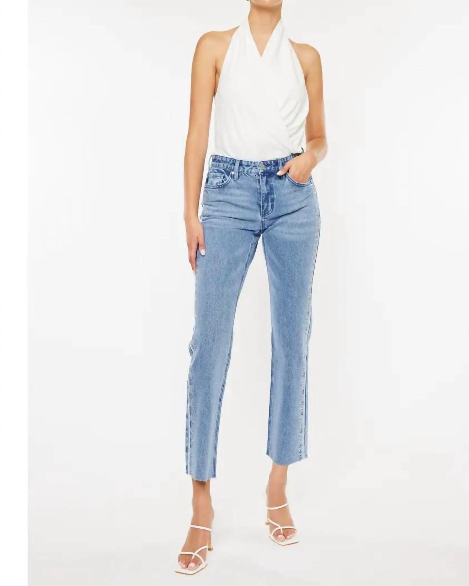 Evelyn Mid Rise Jeans In Blue | Blue
