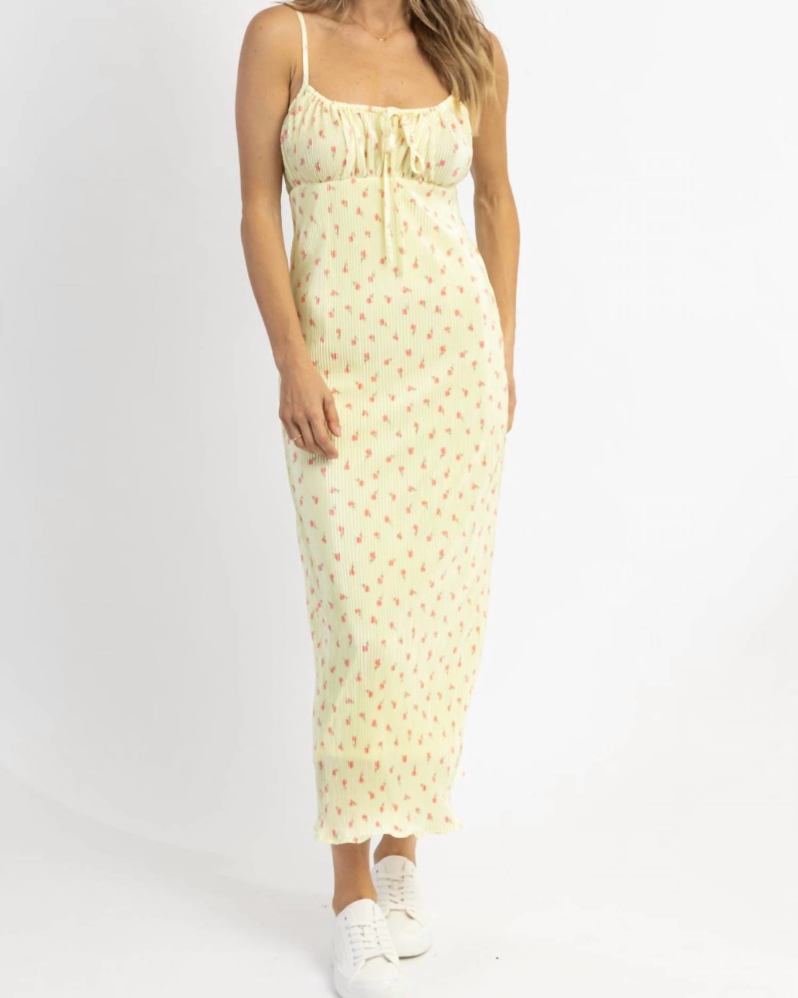 Emmy Floral Midi Dress In Yellow | Yellow