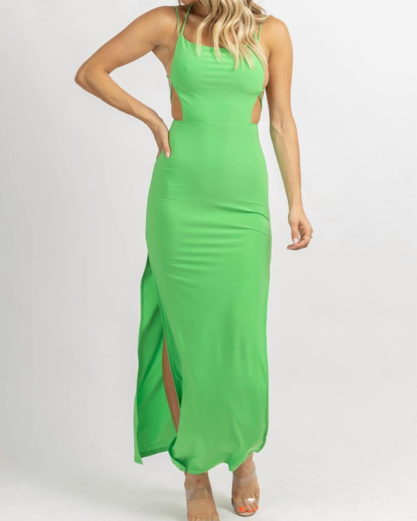 Envy Strappy Back Maxi Dress In Green | Green