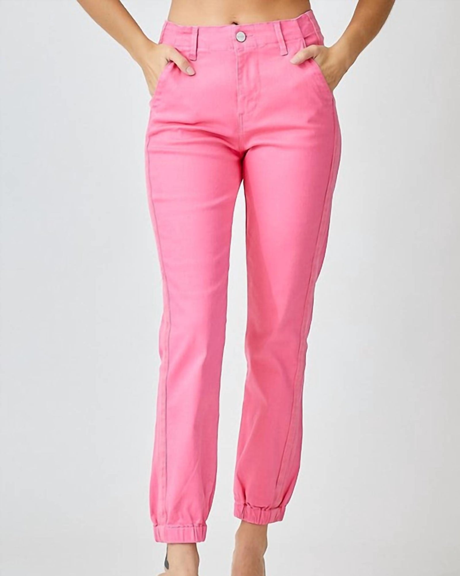 High Rise Jogger Jeans In Pink | Pink