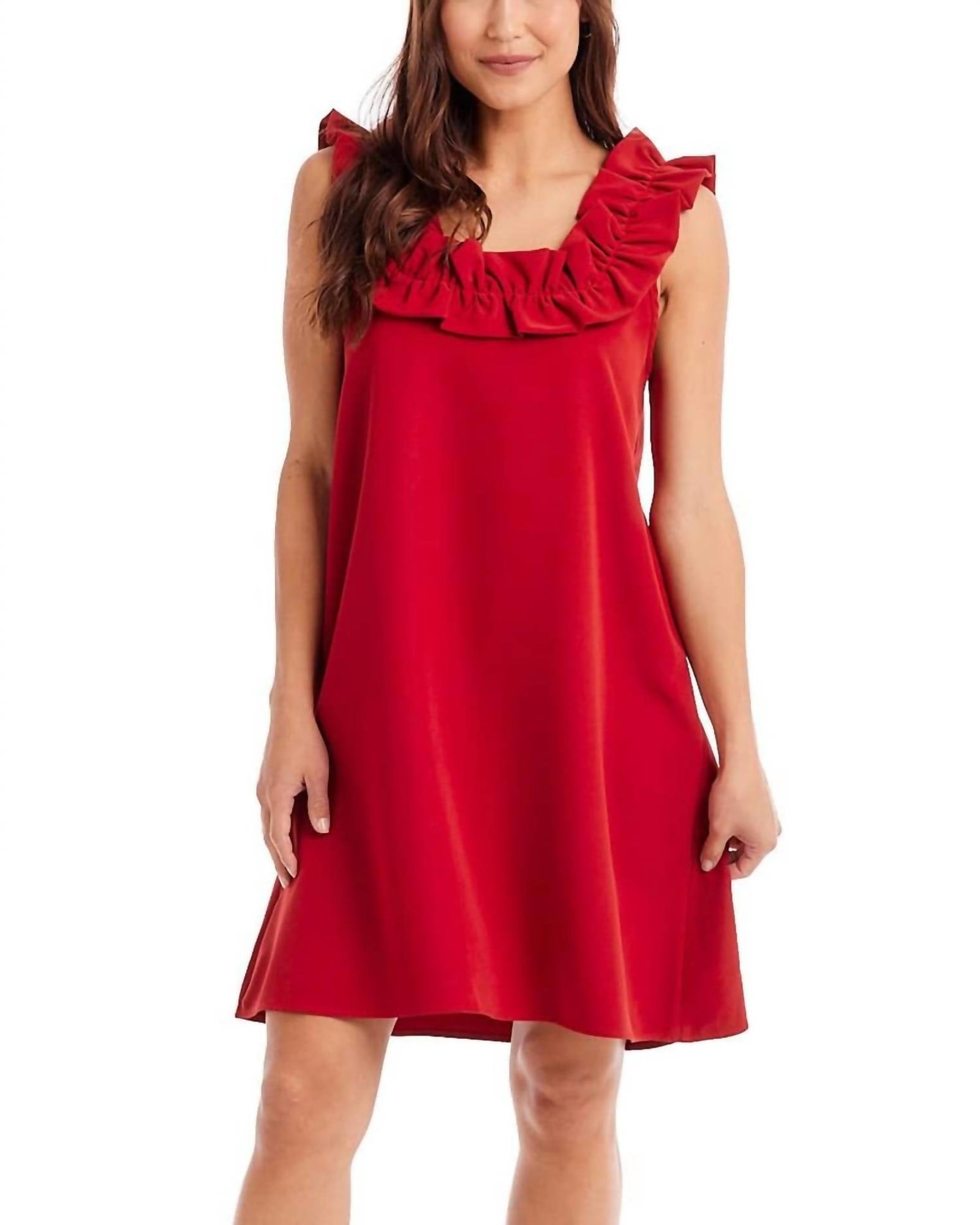 Larkin Ruffle Dress In Red | Red