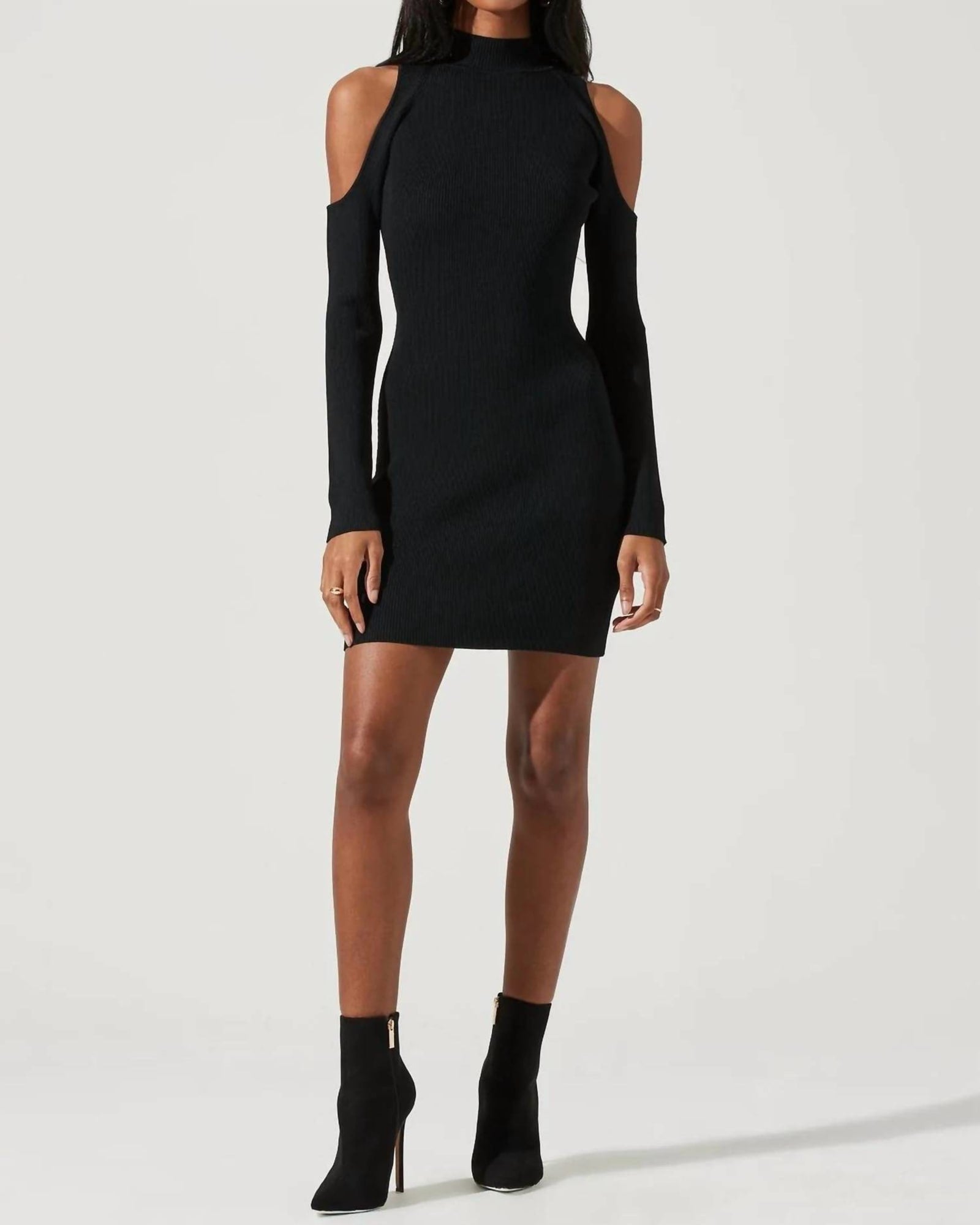 Kade Shoulder Cutout Mini Dress In Black | Black