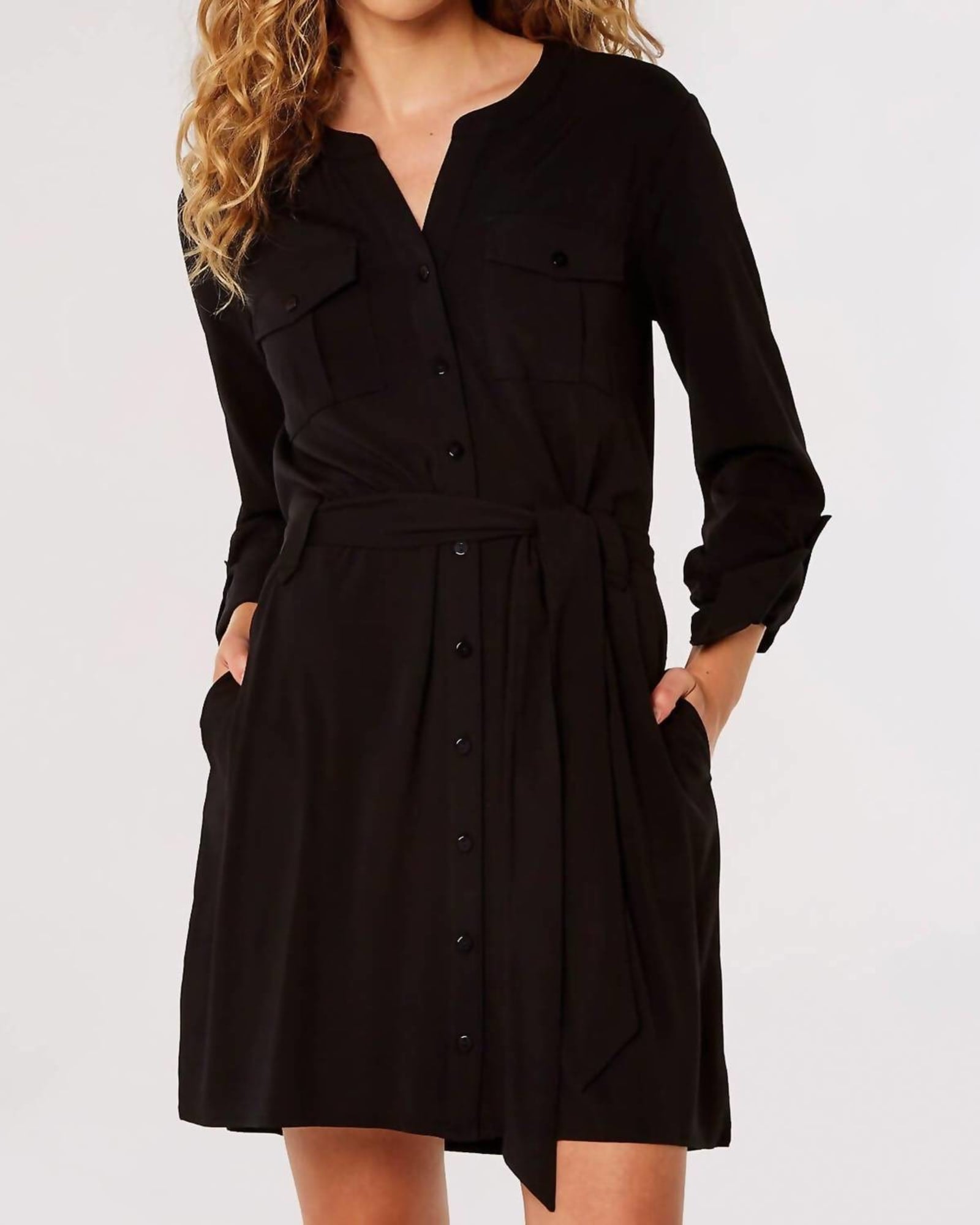 Long Sleeve Utility Dress In Black | Black