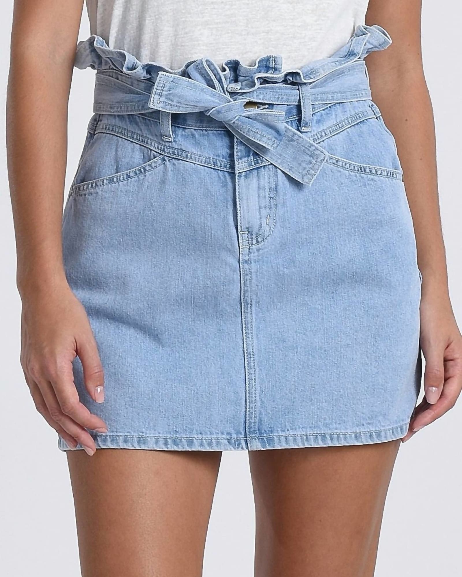 Paper Bag Denim Skirt In Denim | Denim