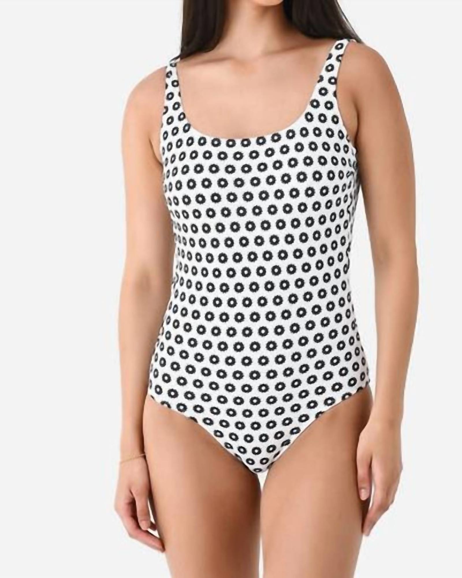 Printed Tank One Piece Swimsuit In Black/White | Black/White