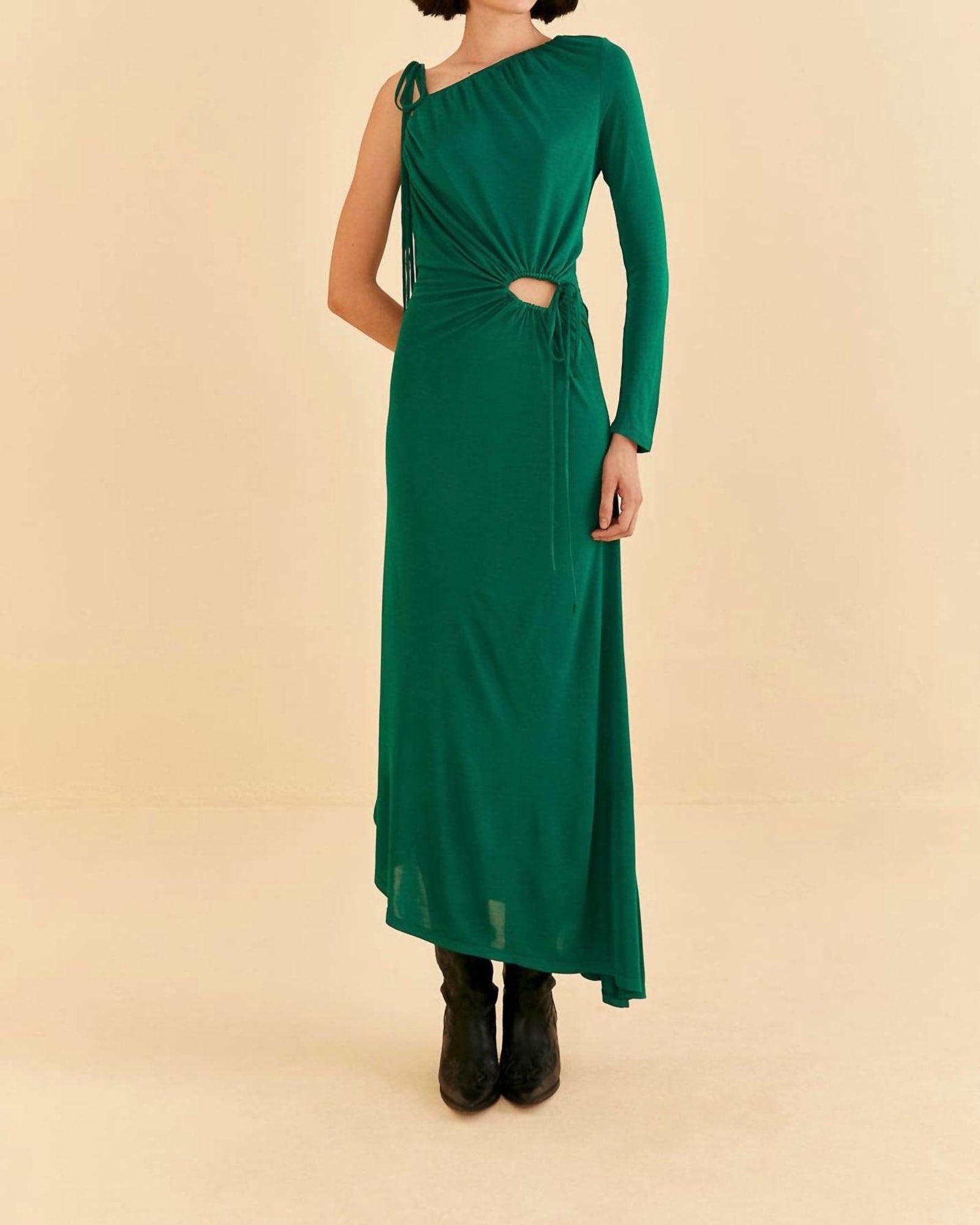 One Shoulder Midi Dress In Emerald | Emerald
