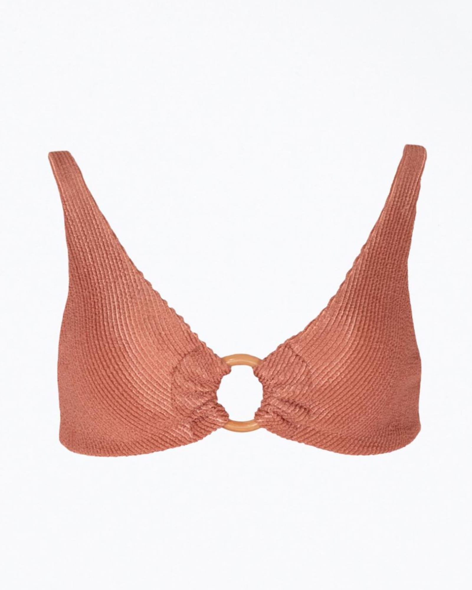 Rebecca Ribbed O-Ring Bikini Top In Blush | Blush