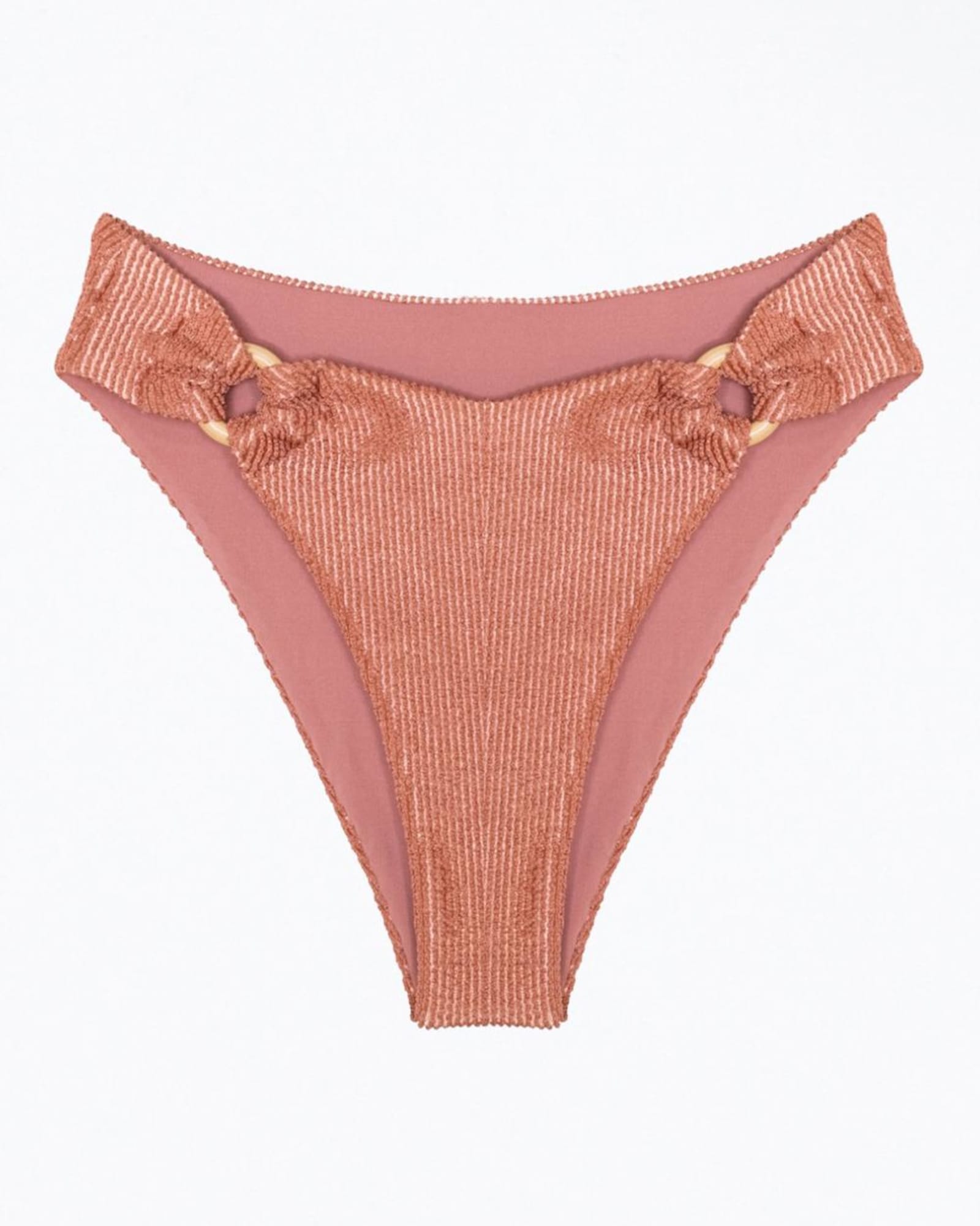 Rebecca Ribbed O-Ring Bikini Bottom In Blush | Blush