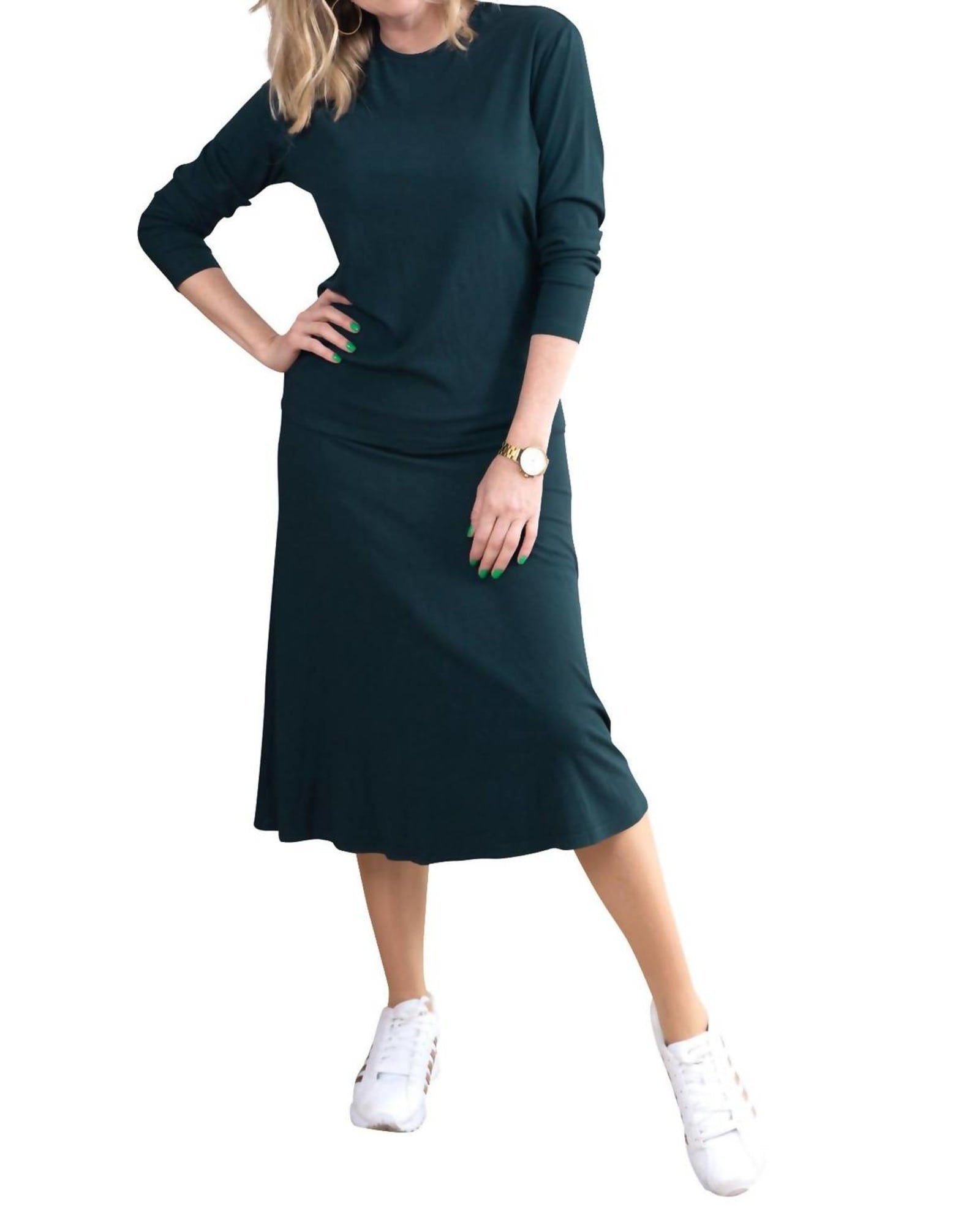 Ribbed A-Line Skirt In Jade | Jade
