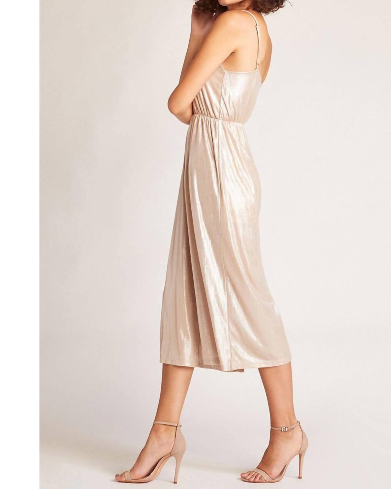 Shine On Metallic Jumpsuit In Pale Gold | Pale Gold