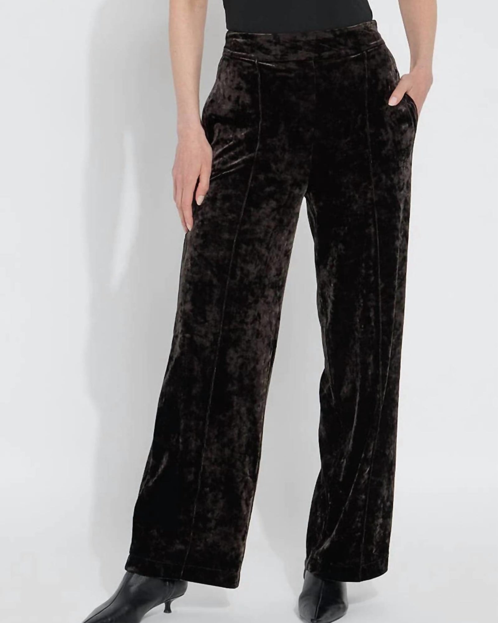 Shay Crushed St Velvet Suit Pant In Double Espresso | Double Espresso