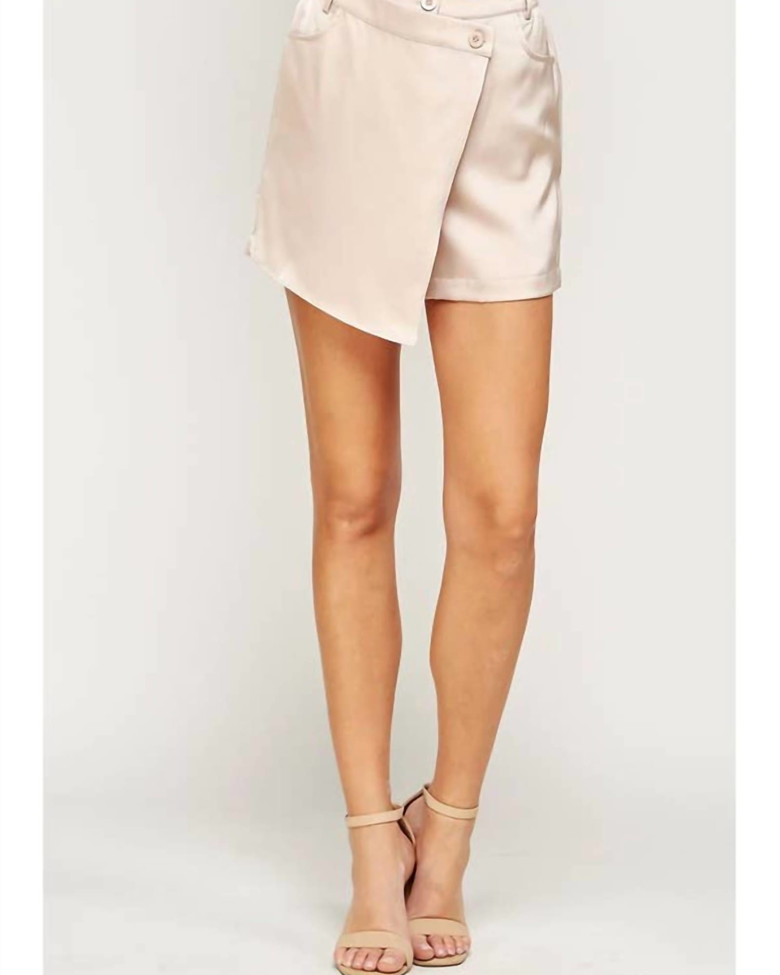 Satin Wrap Skort In Taupe | Taupe
