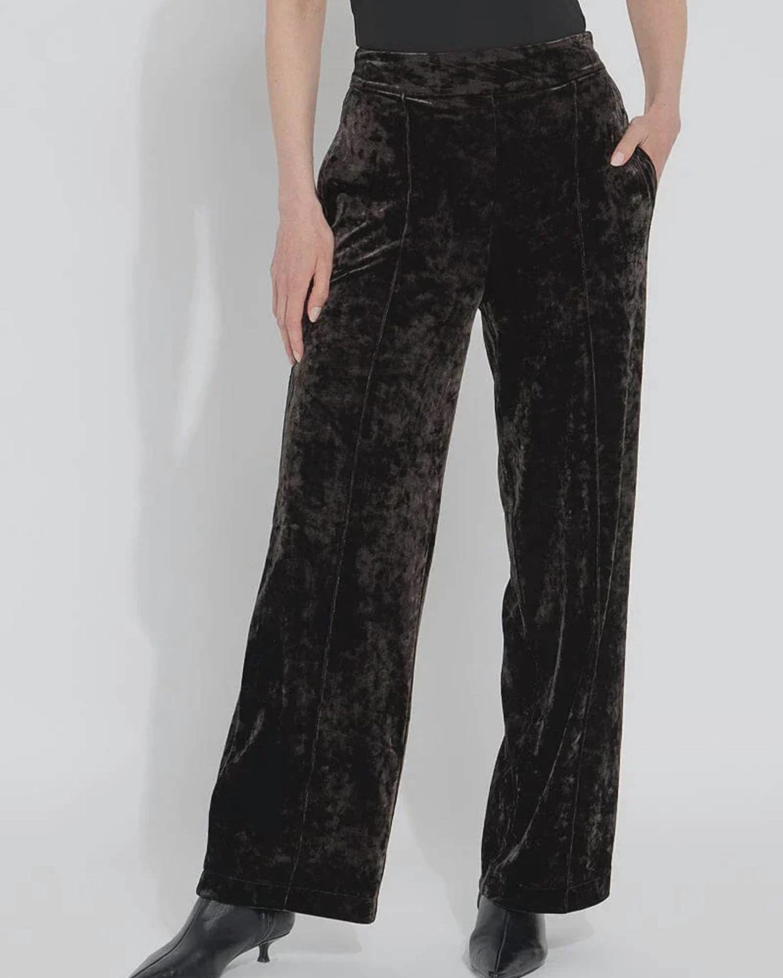 Shay Crushed Velvet Suit Pant In Double Espresso | Double Espresso