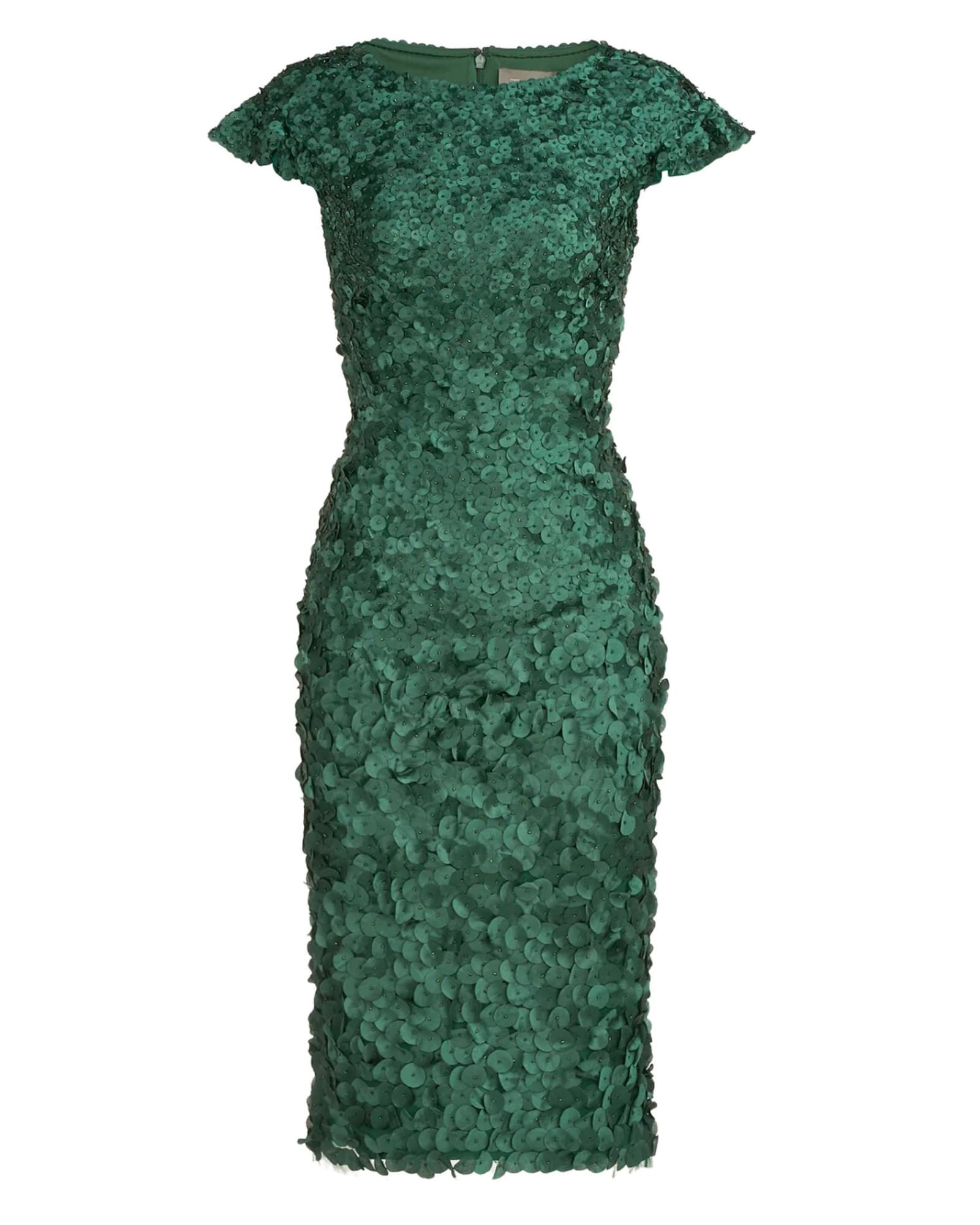Ruffle Sleeve Petal Cocktail Dress In Pine | Pine