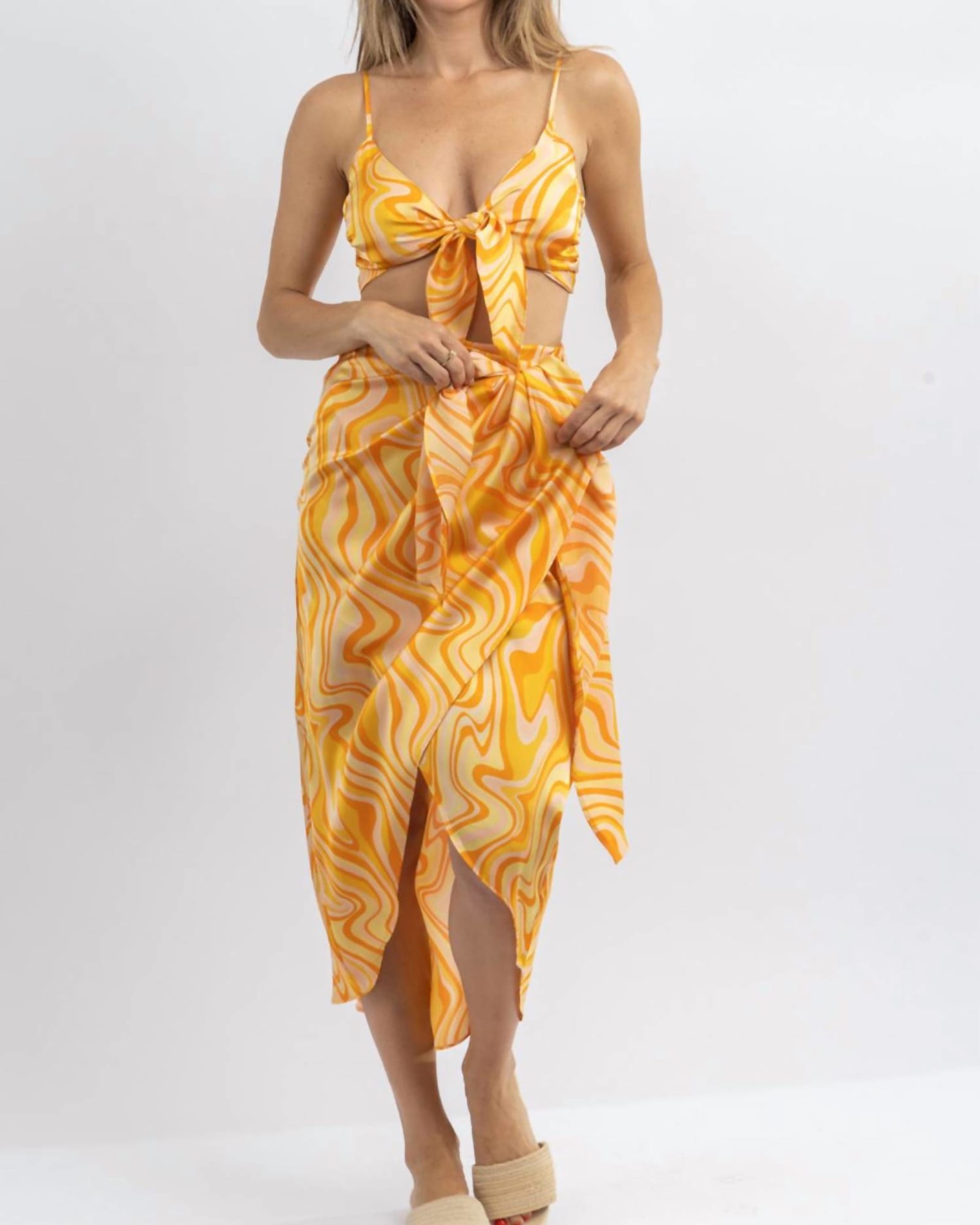 Sunset Cocktails Multiswirl Skirt Set In Yellow | Yellow