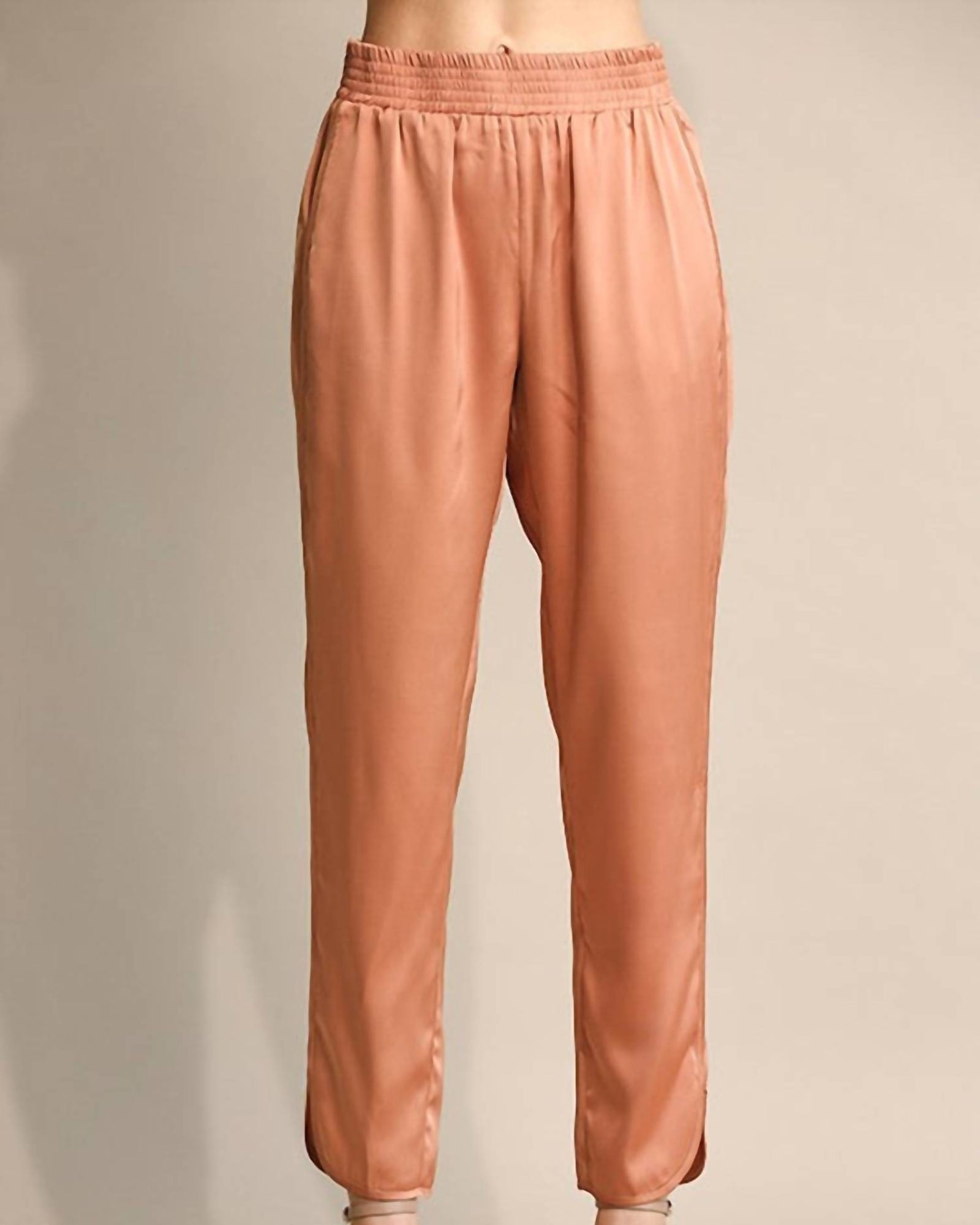 Straight Leg Satin Pants In Rose Clay | Rose Clay