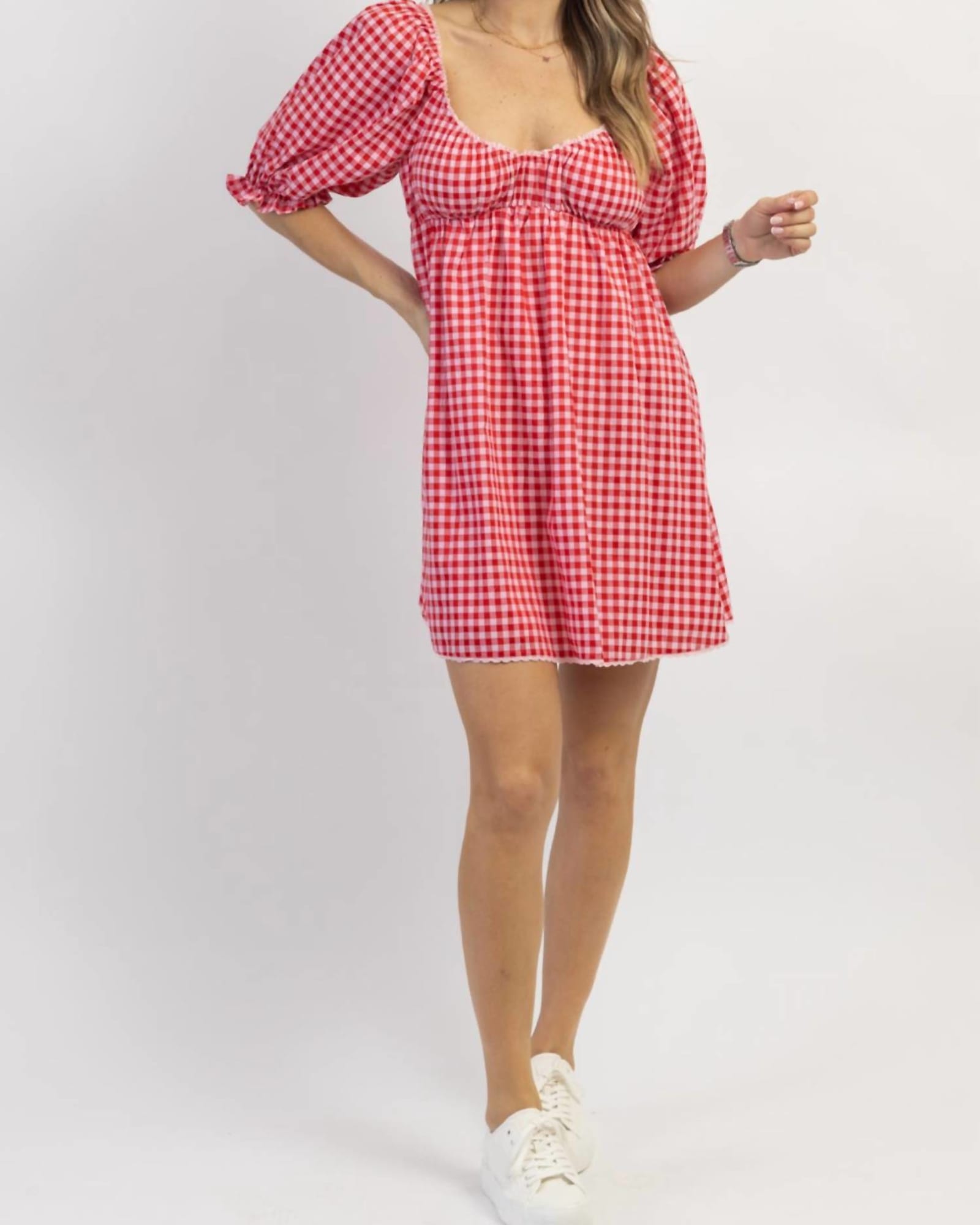 Strawberry Fields Gingham Mini Dress In Red | Red
