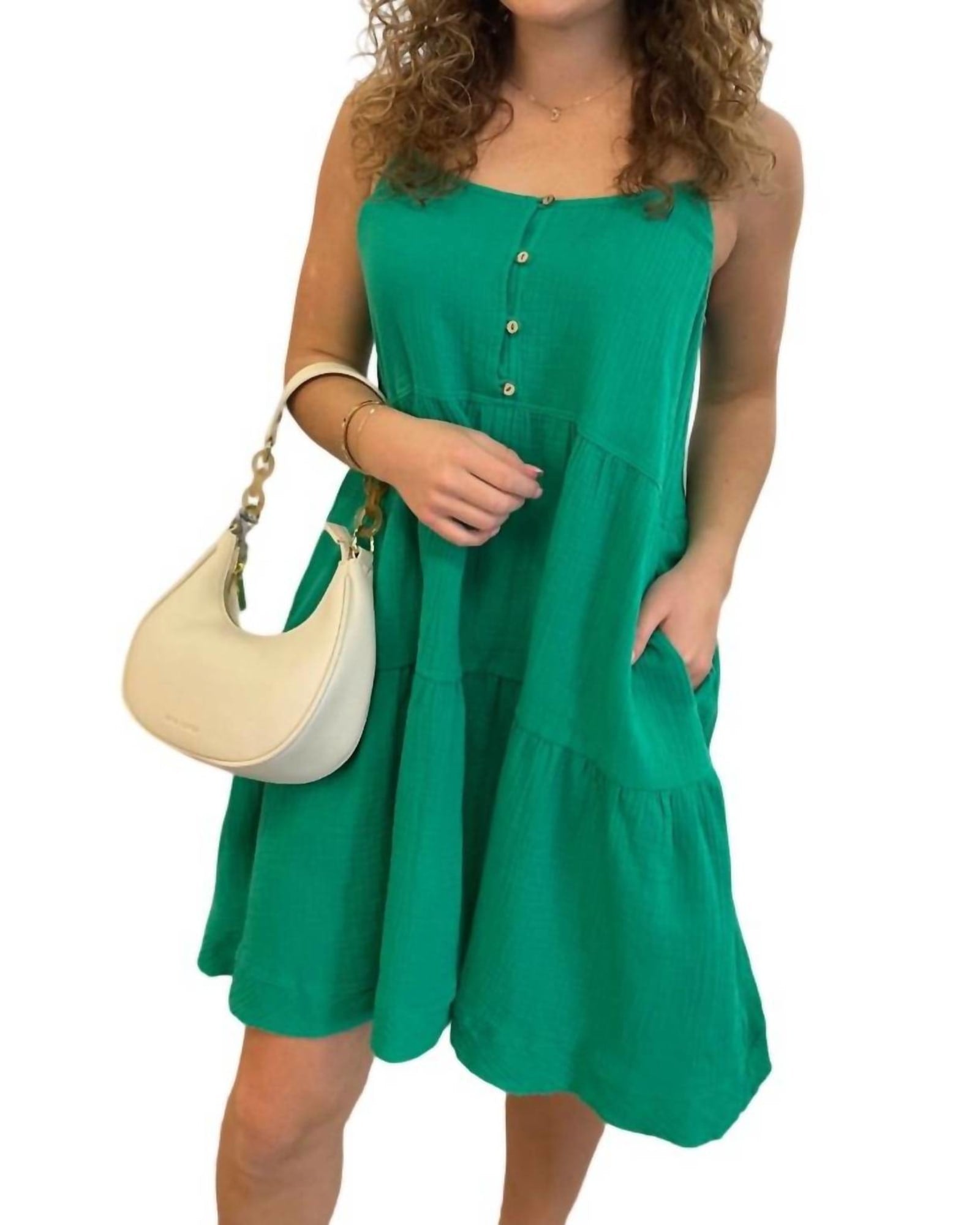 Tiered Mini Dress In Kelly Green | Kelly Green