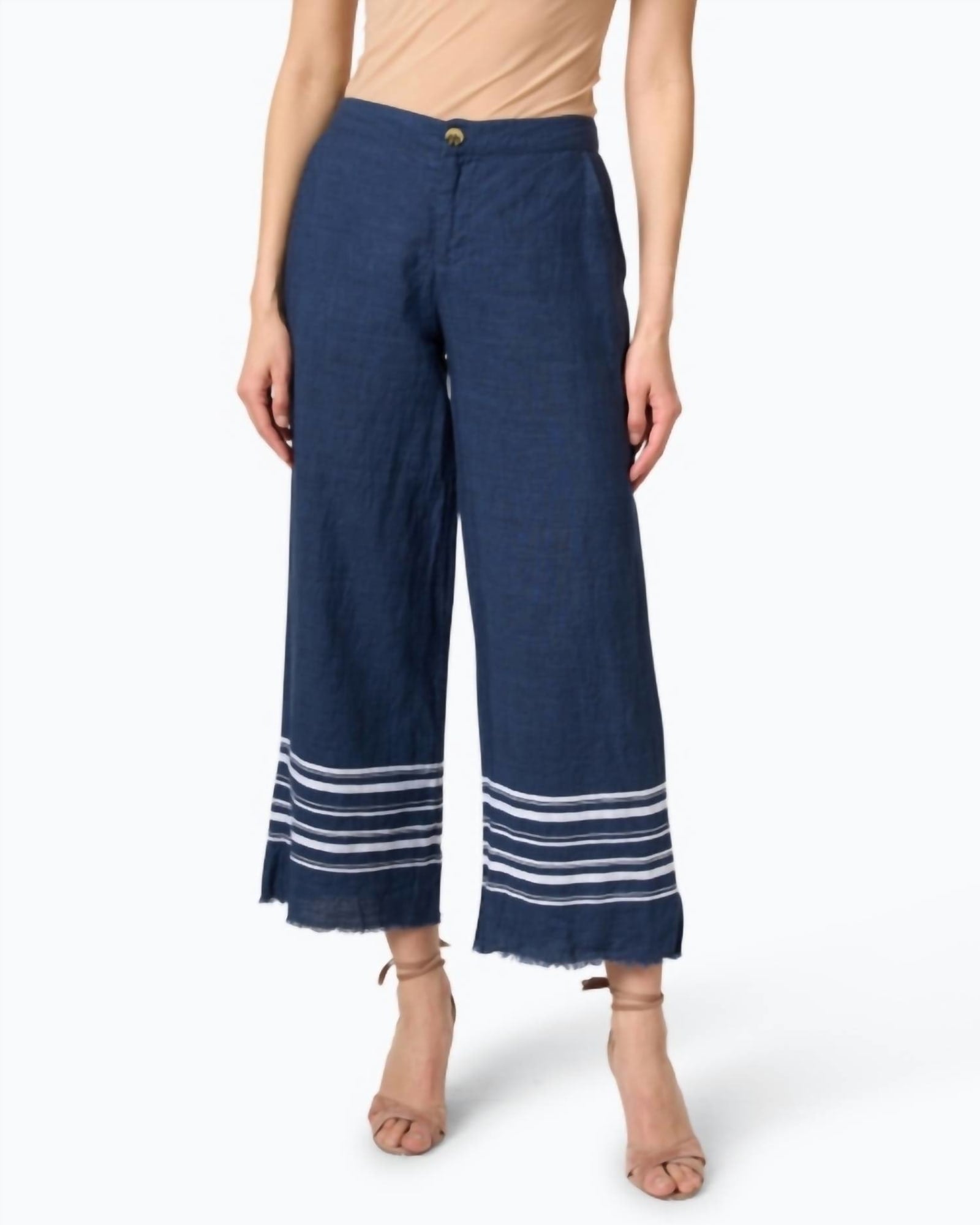 Vera Cruz Linen Pant In Navy/White | Navy/White