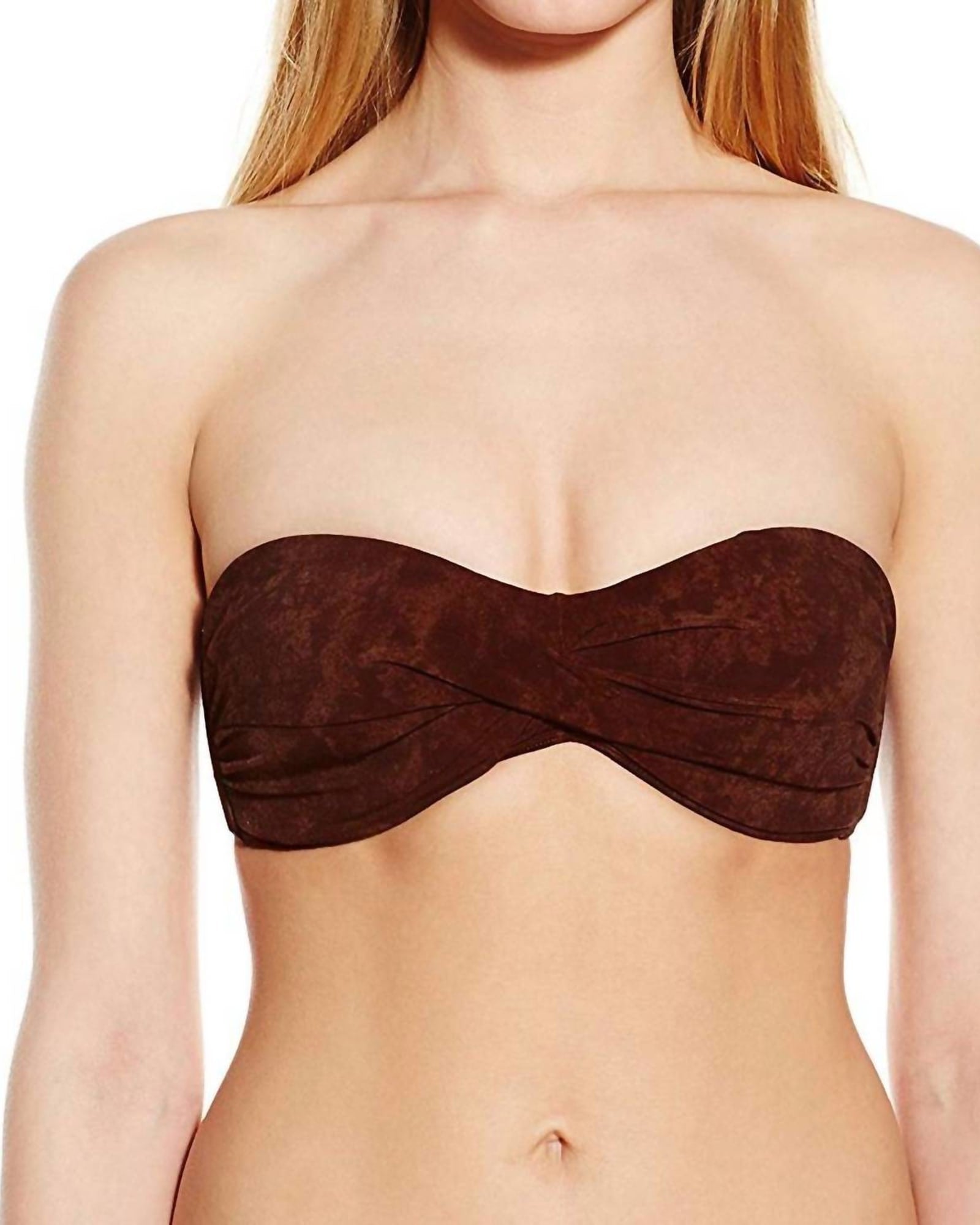Women Goddess Strapless Bandeau Swimsuit Bikini Top In Brown | Brown