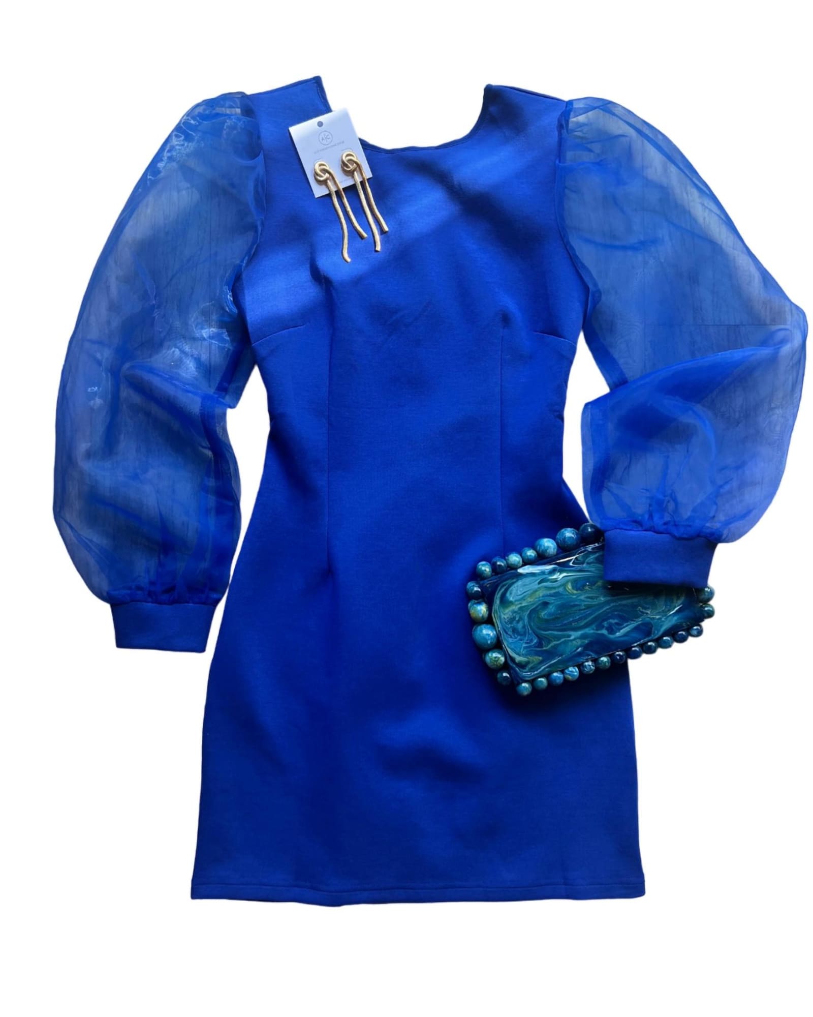 Women'S Organza Sleeve Mini Dress In Cobalt Blue | Cobalt Blue