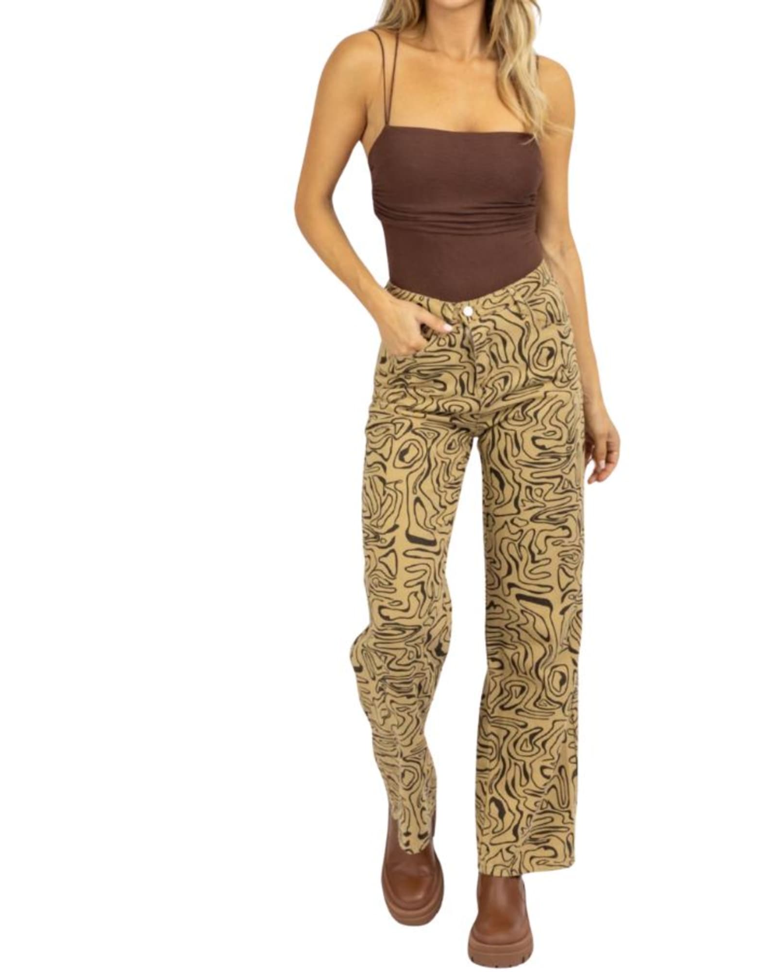 Abstract High Rise Flare Jean In Taupe | Taupe