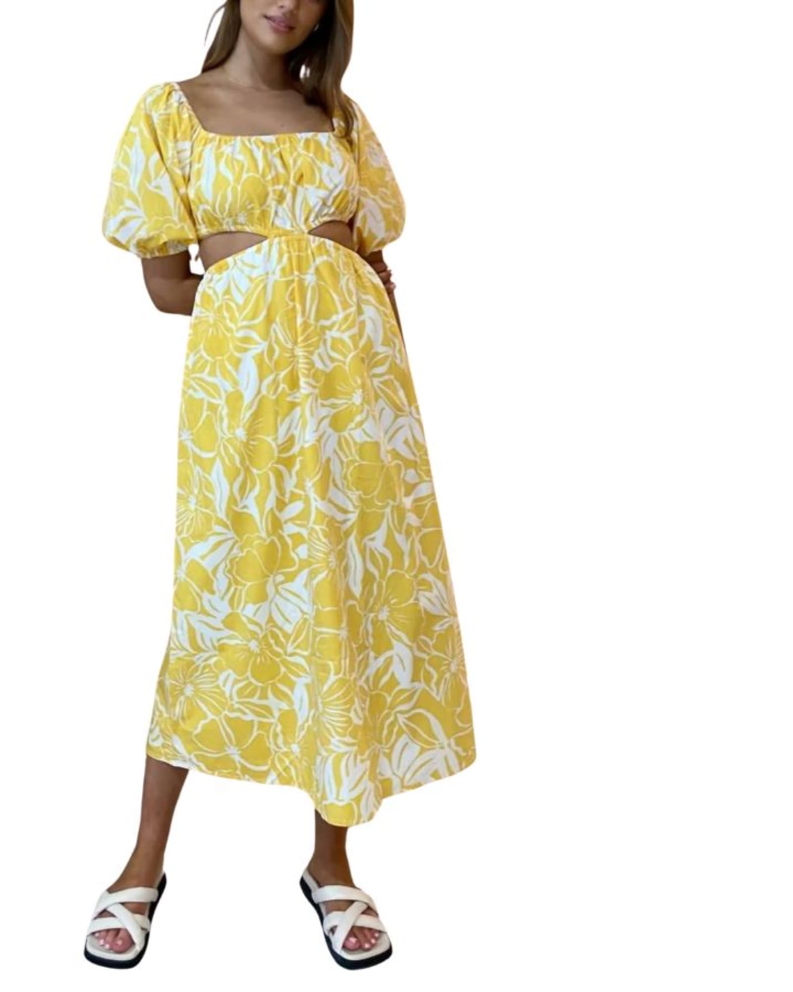 Shalia Maxi Dress In El Marsa Floral Print Marigold | El Marsa Floral Print Marigold