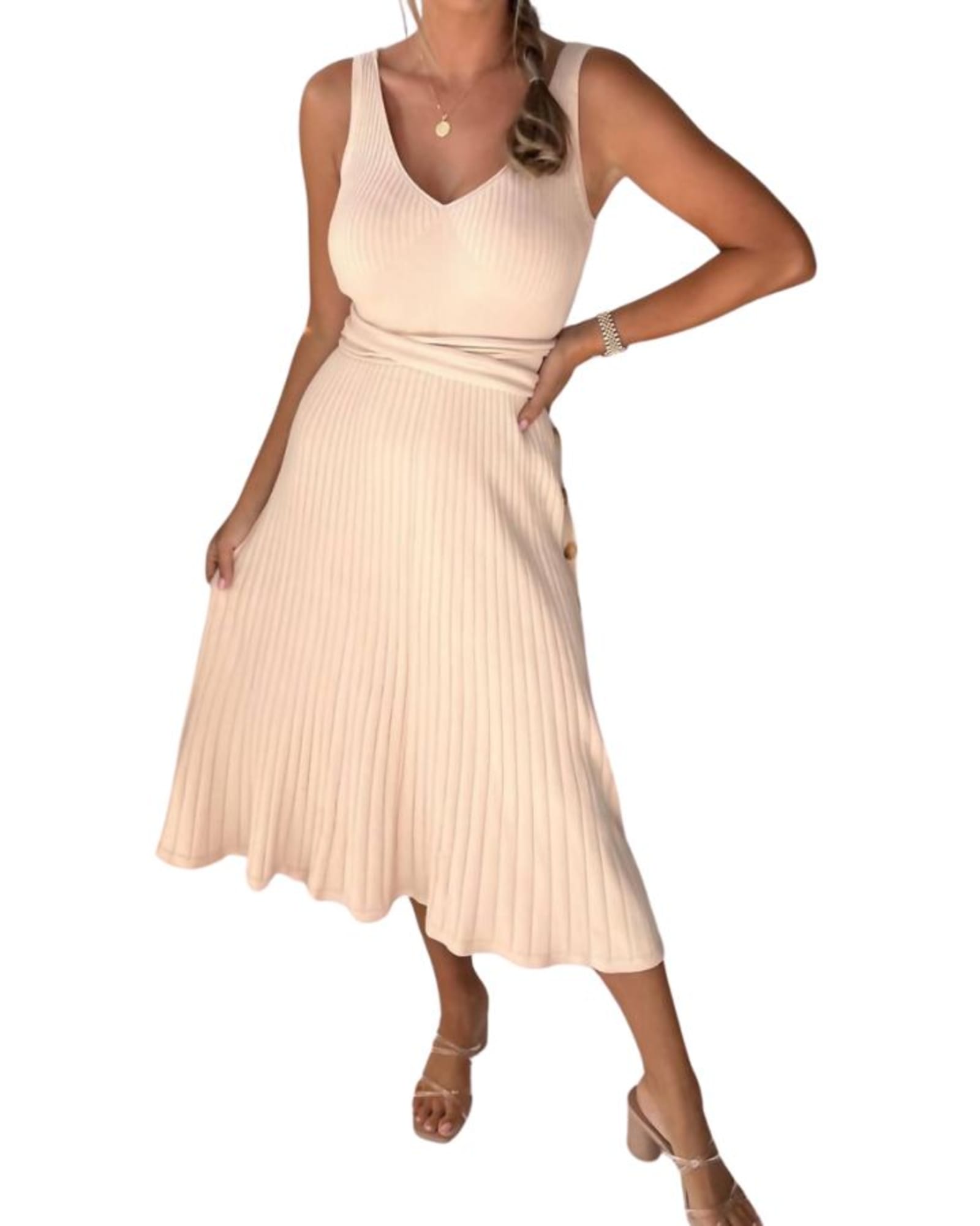 Yolanda Knit Dress in Cream | Cream