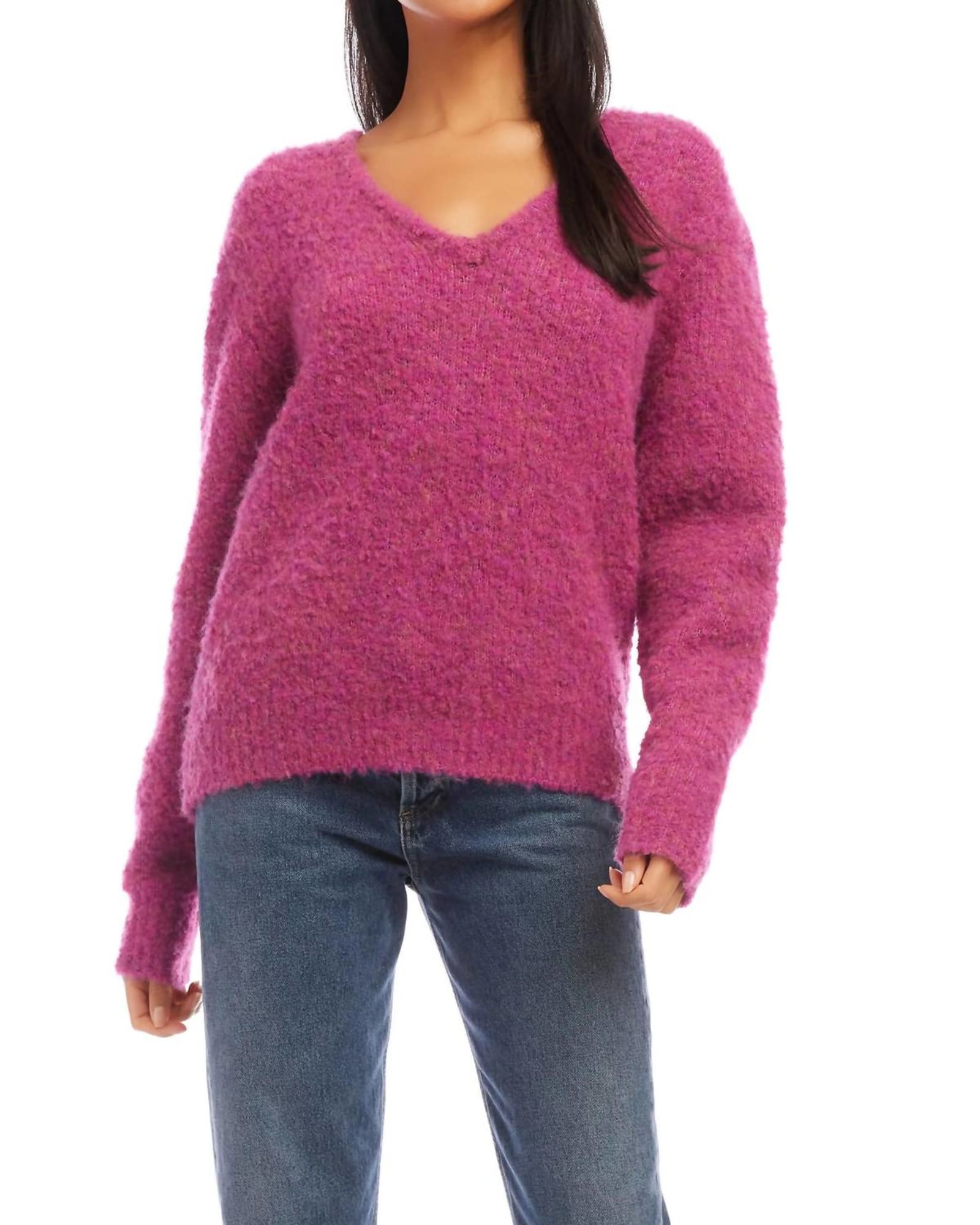 V-Neck Sweater in Pink | Pink