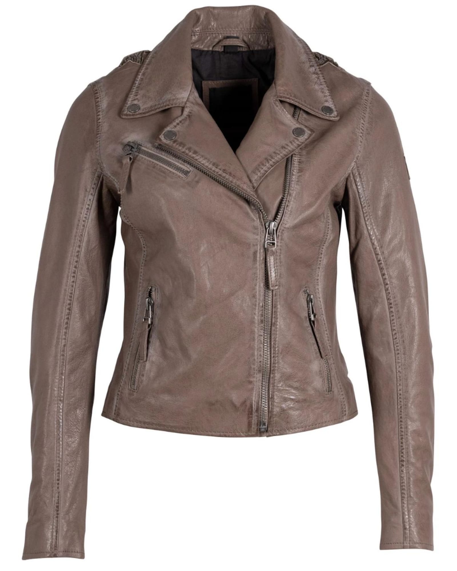 Christy Rf Leather Jacket in Taupe | Taupe