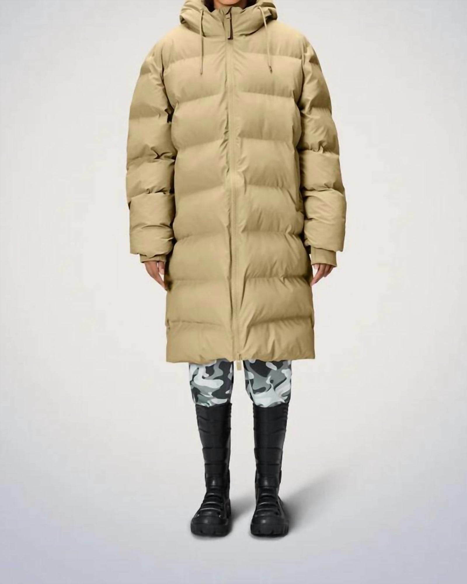 Alta Long Puffer Jacket in Sand | Sand