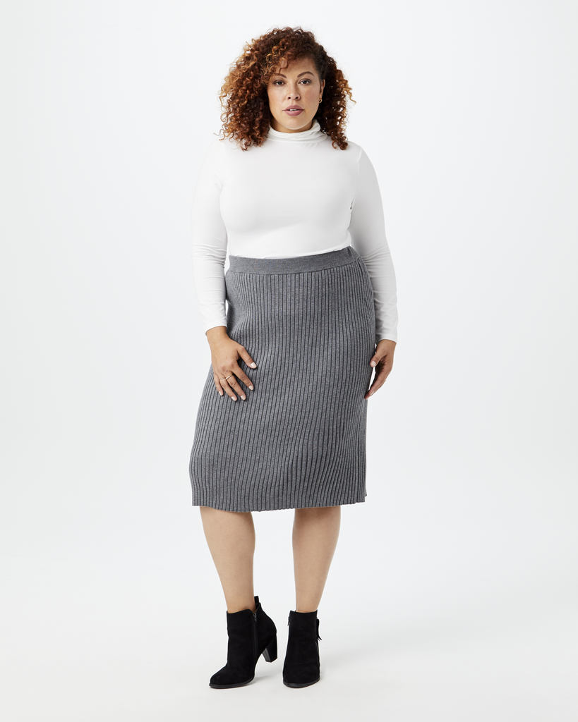 Karlee Plus Size Sweater Skirt | Charcoal Grey