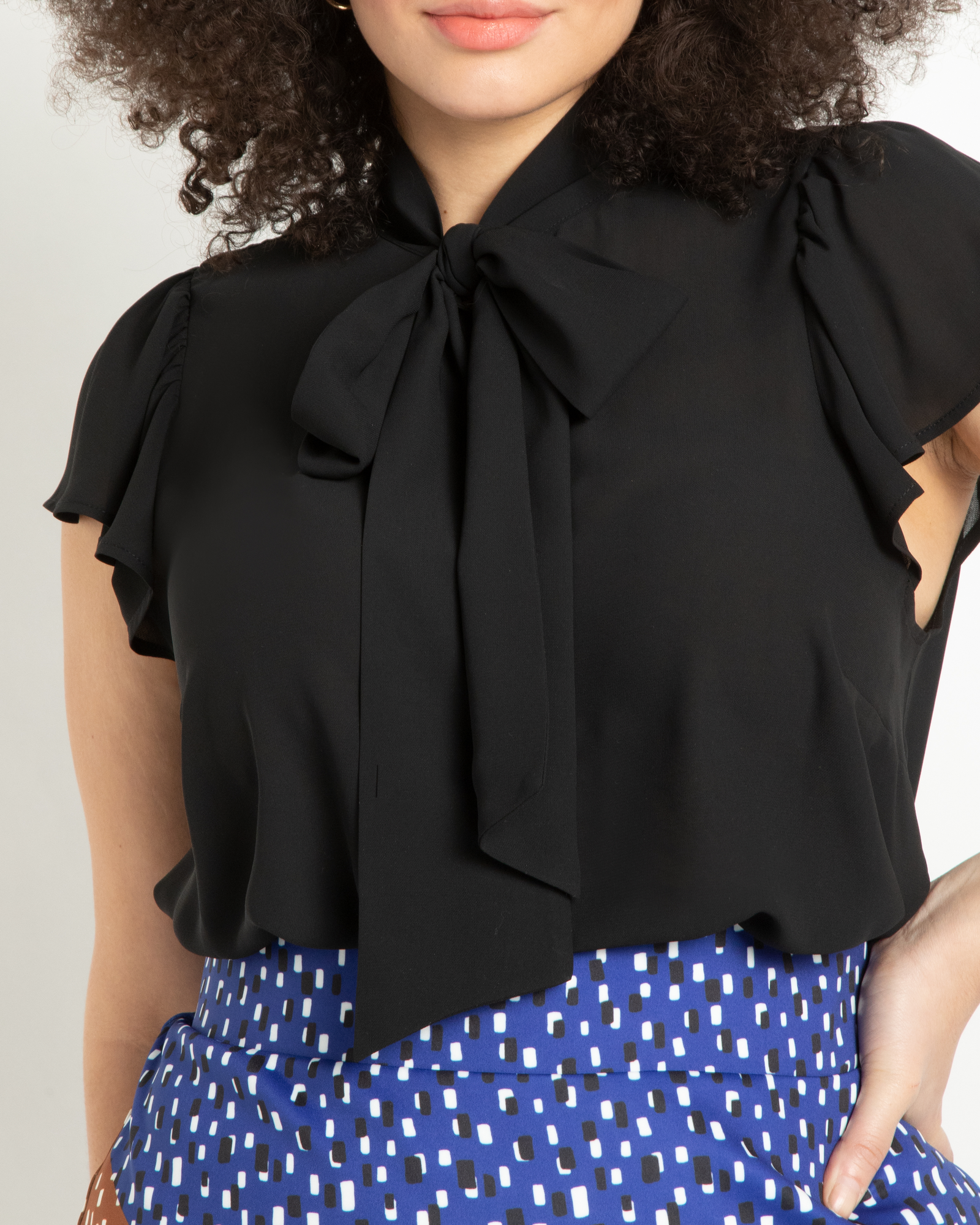 Indi and Cold Delores Short Sleeve Shirred Waist Blouse