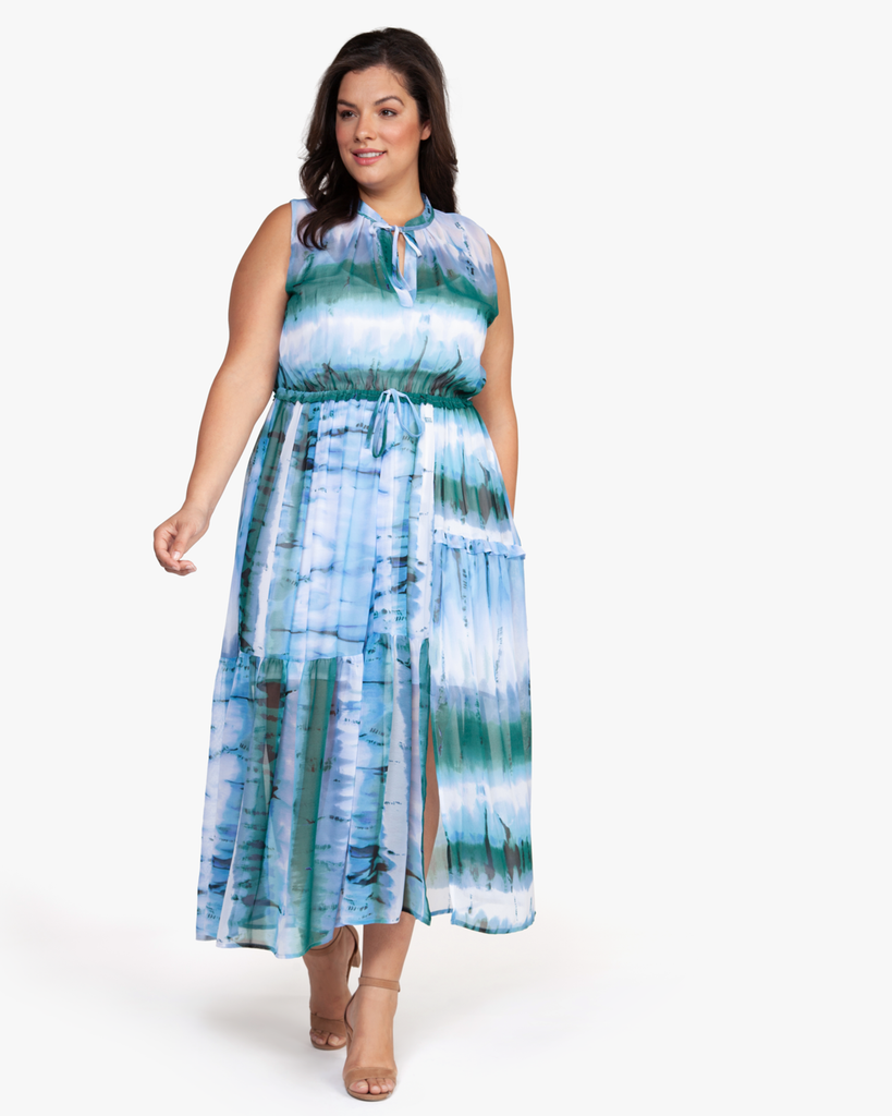 Cary Tie-Dye Maxi Dress | Light Blue / Light Green