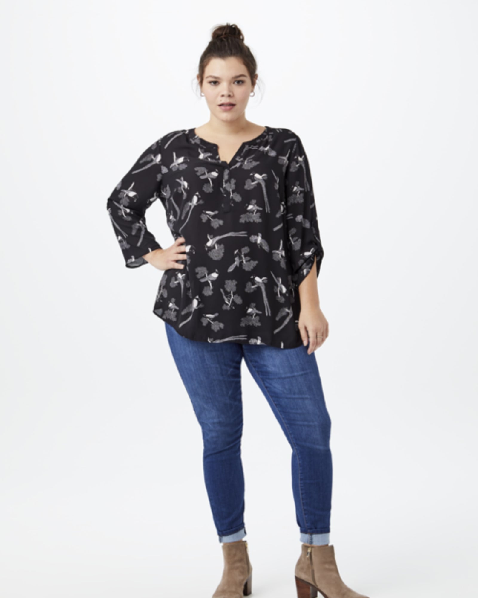 Garcelle Three-Quarter Sleeve Blouse | BLACK