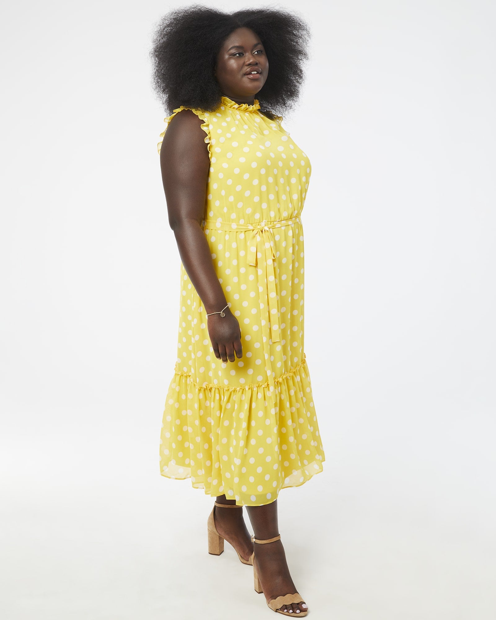 Acela Ruffled Maxi Dress | Yellow / White