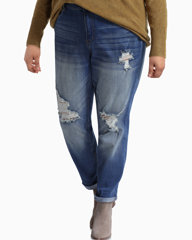 plus size distressed boyfriend jeans