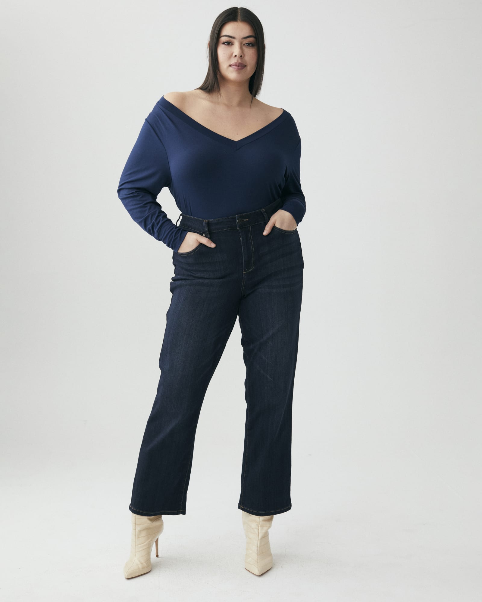 Plus Size High Waisted Straight Leg Jeans