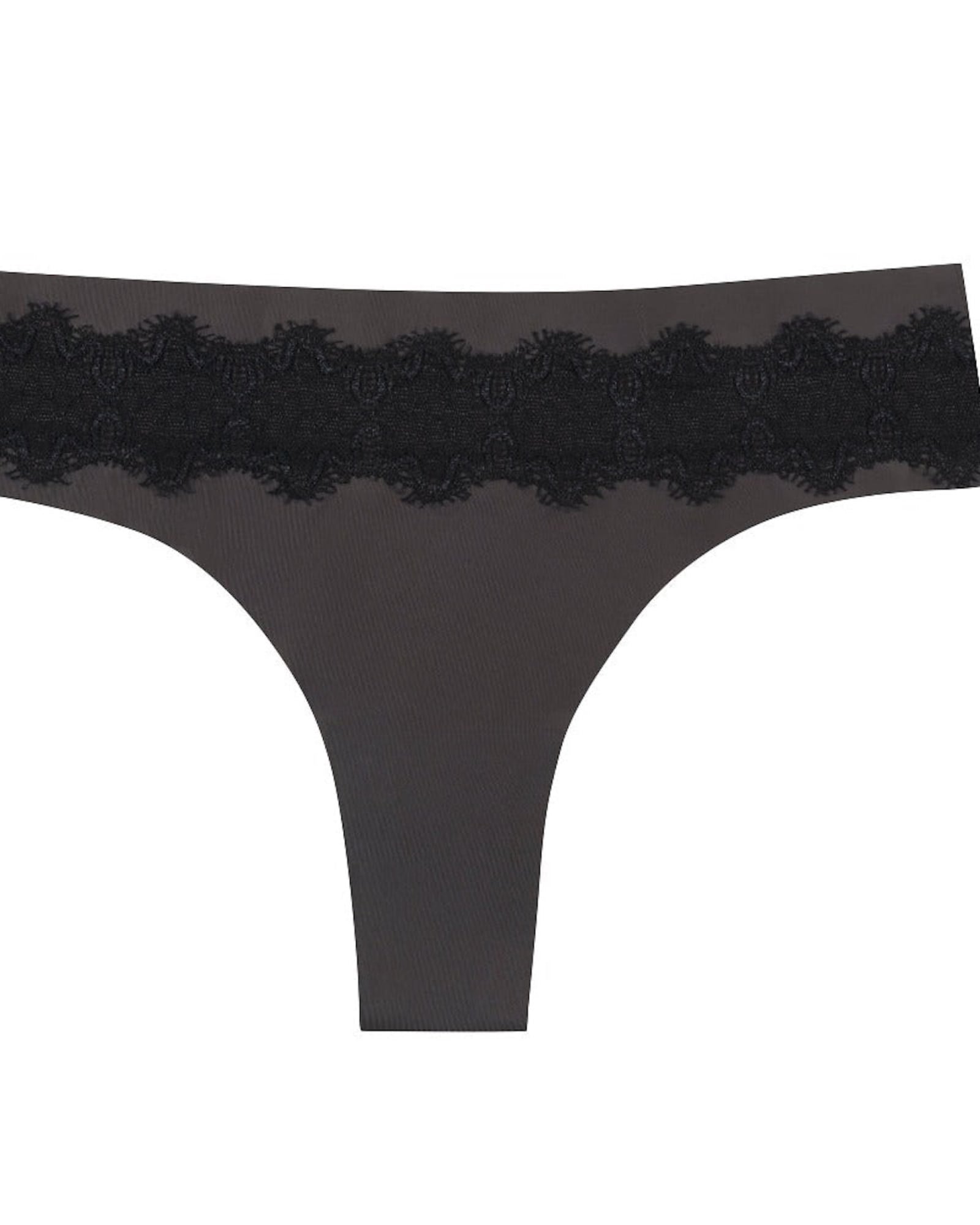 VIP Thong with Lace Detail | Shale with Tap Shoe Black