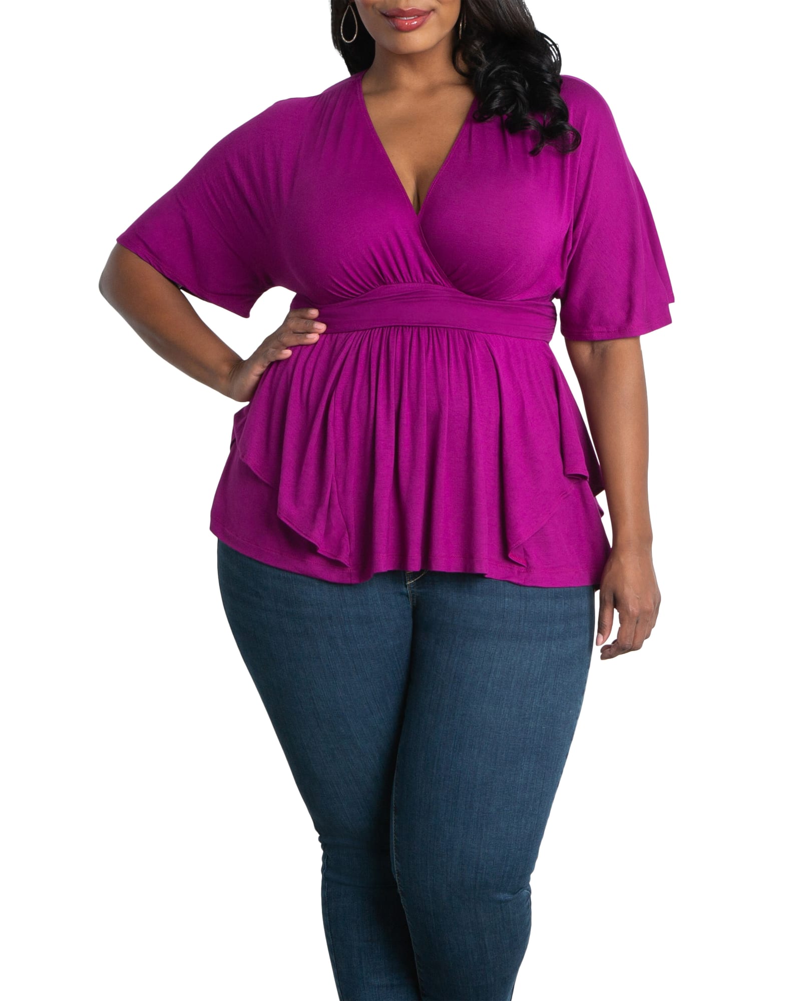 Marcy Wrap Peplum Top | ORCHID