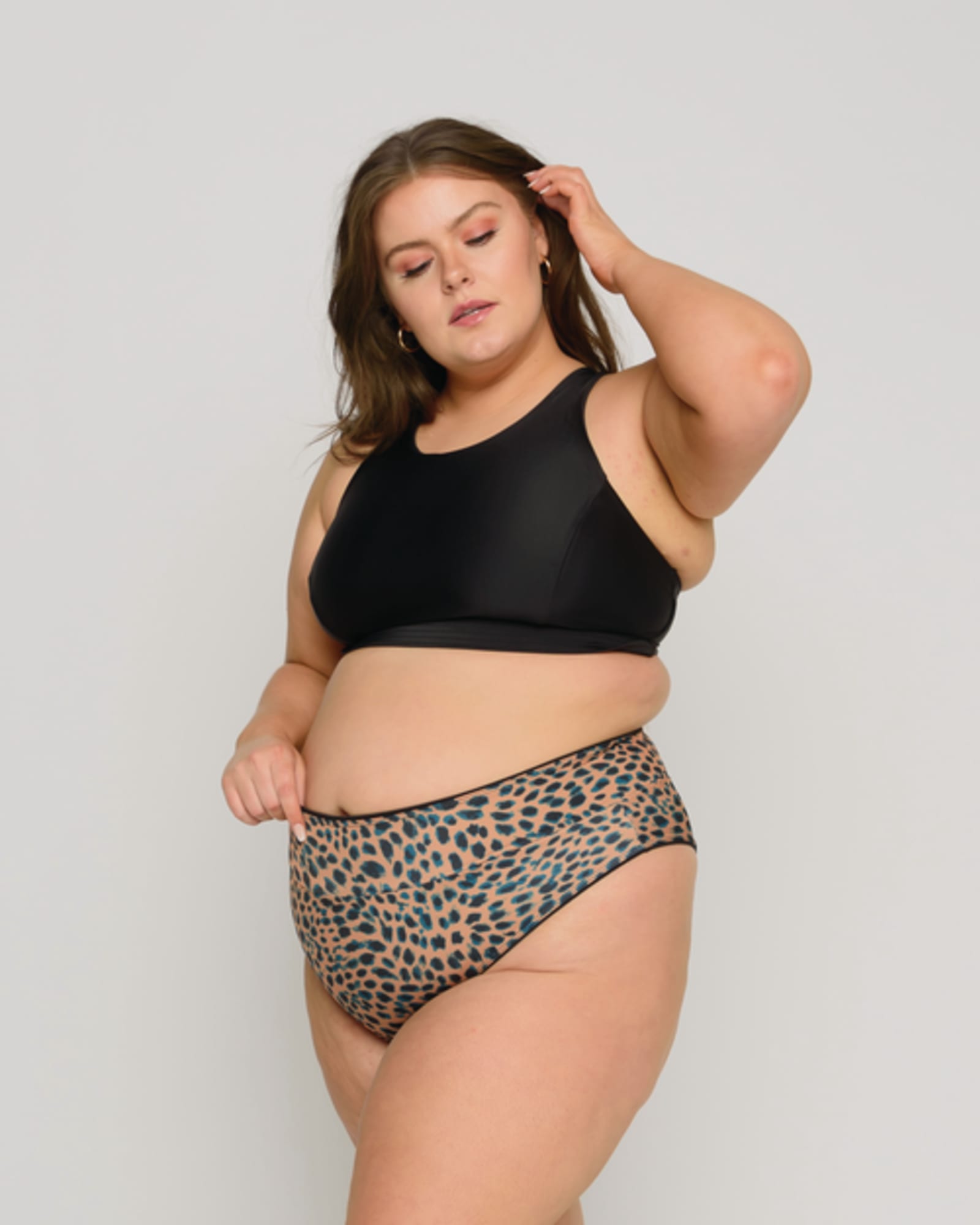 Capri High Tide Cheeky Bottoms | Black/Cheetah