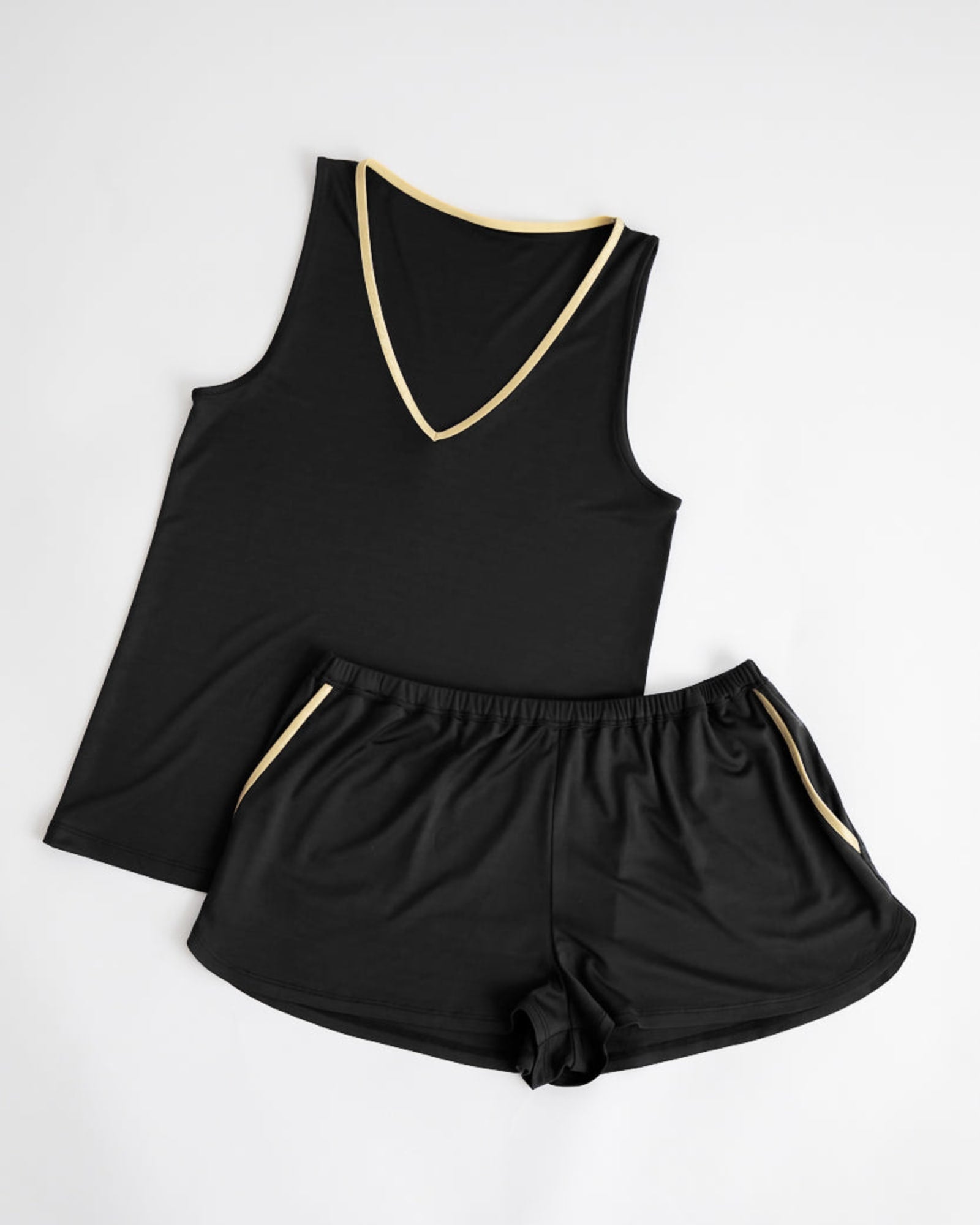 Jess Lounge Shorts Set | Black/Gold